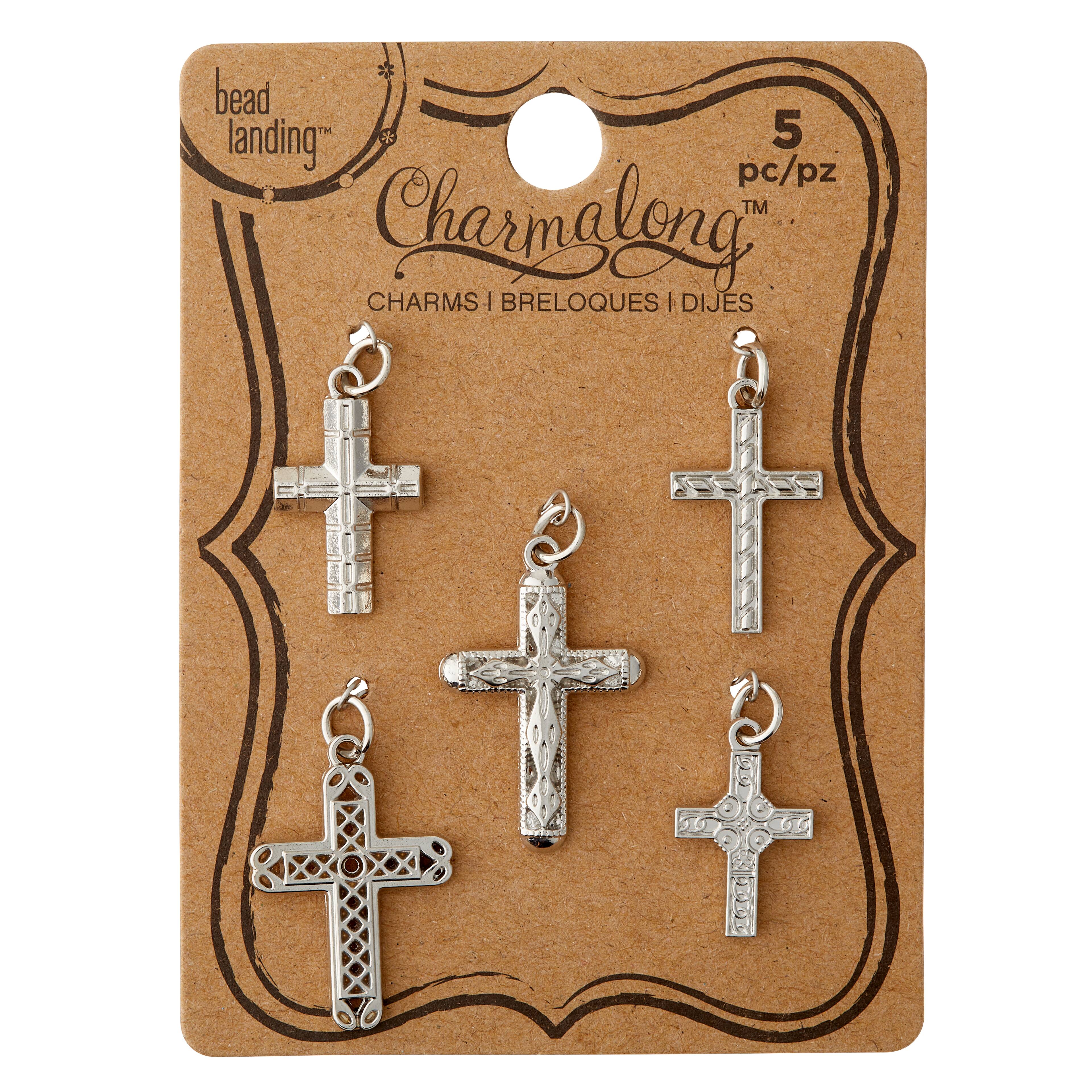 12 Packs: 5 ct. (60 total) Assorted Metal Cross Charms by Bead Landing&#x2122;