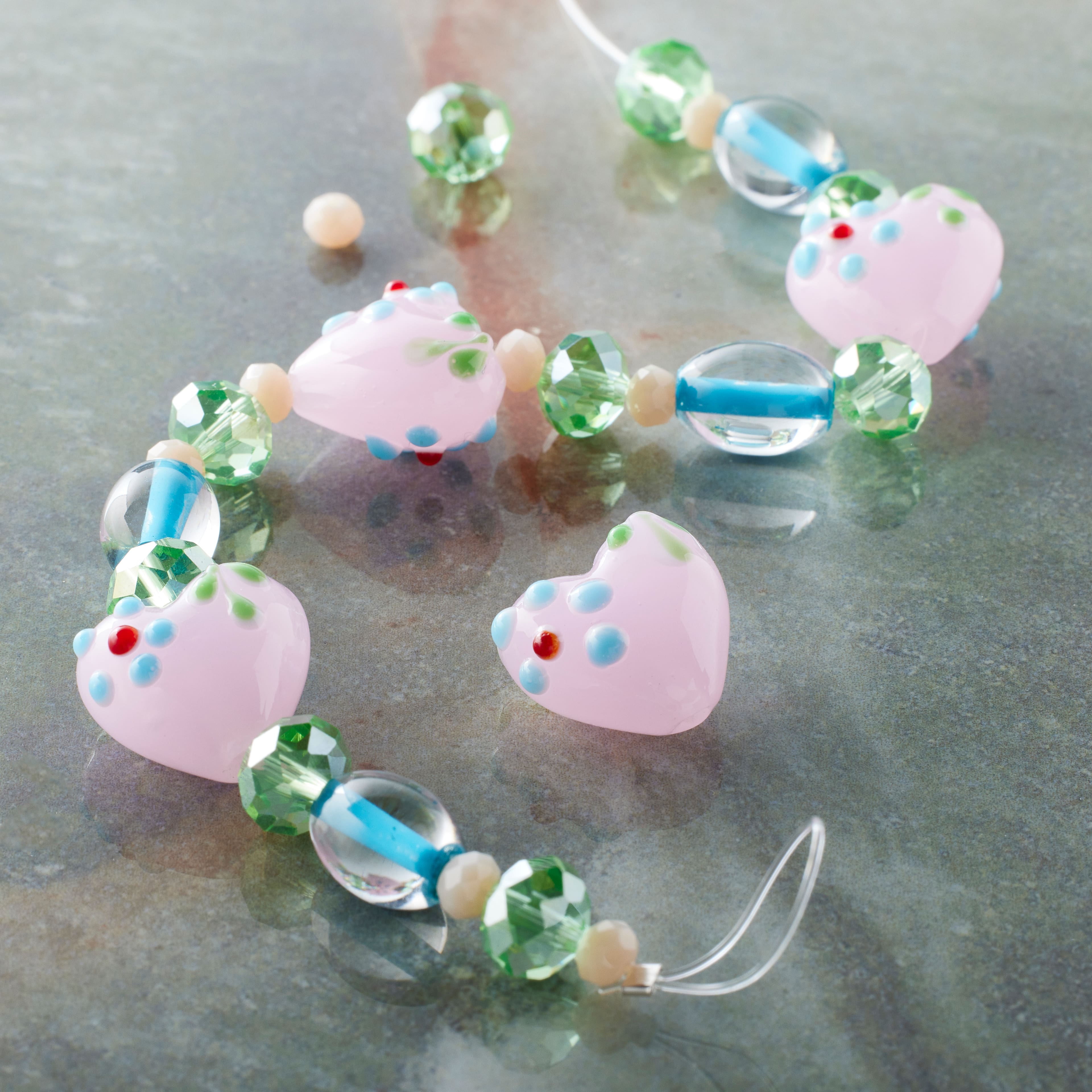 Pink Lampwork Glass Heart Bead Mix by Bead Landing™