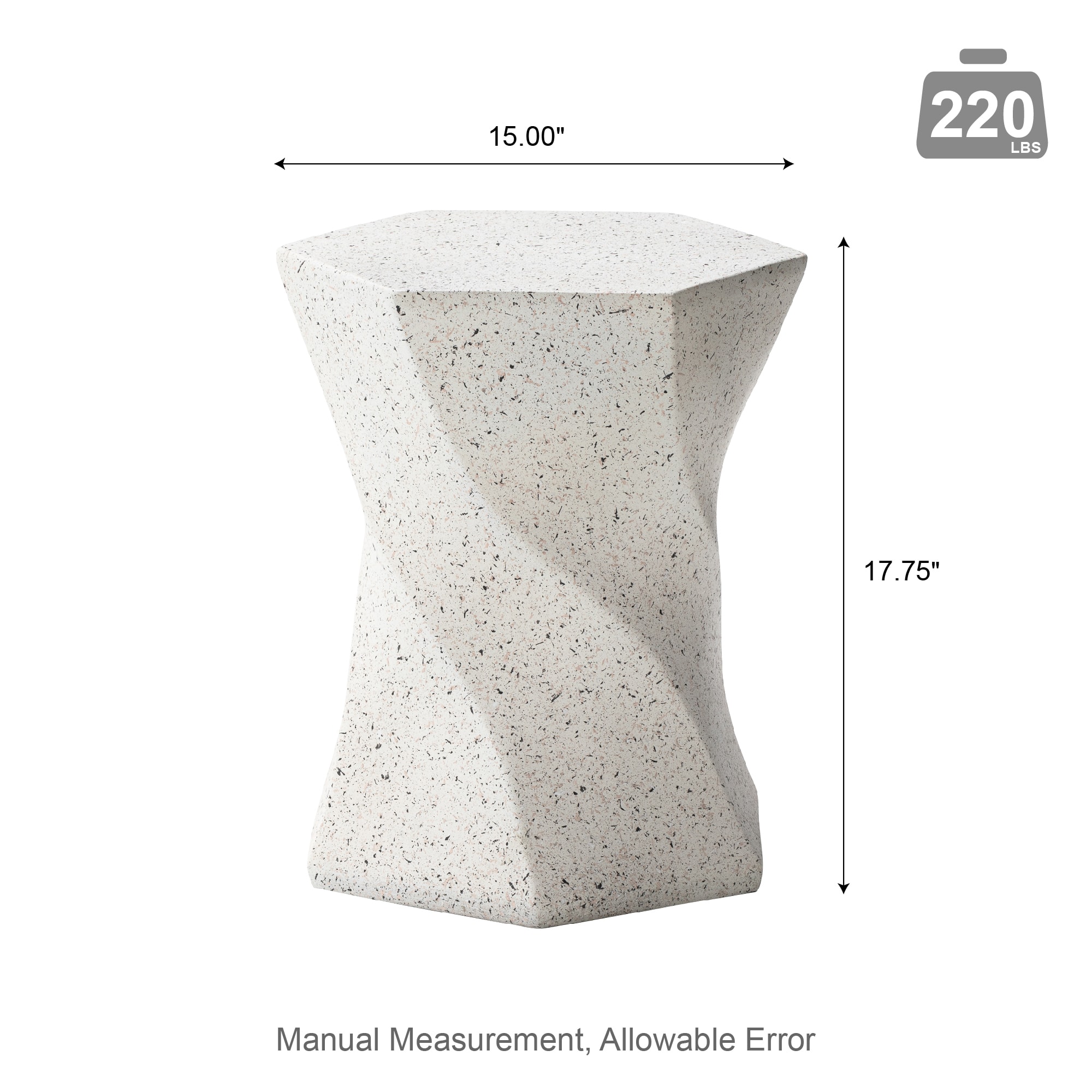 Glitzhome&#xAE; 17.75&#x22; Multifunctional Twist-Style Faux Terrazzo Garden Stool