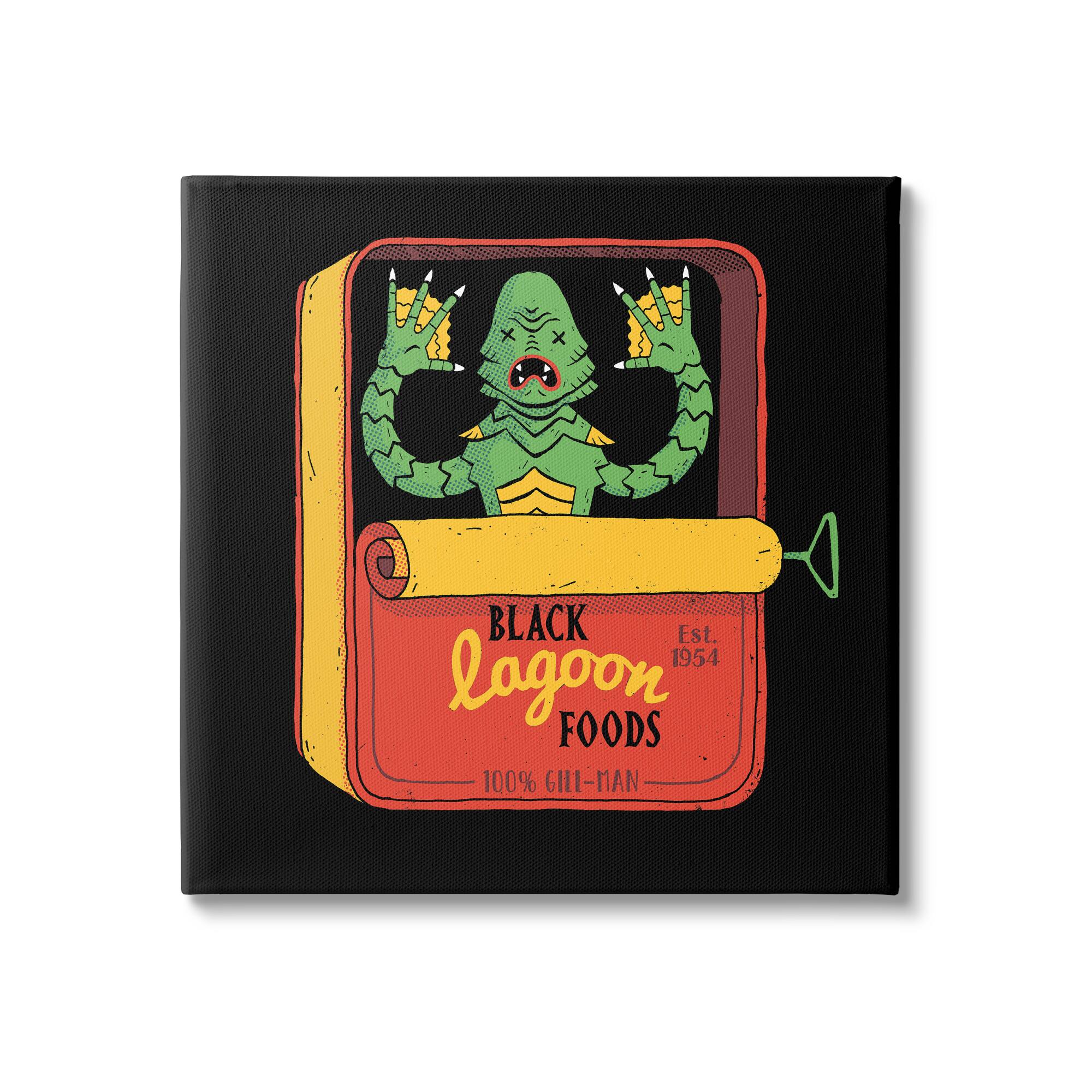 Stupell Industries Black Lagoon Creature Novelty Tuna Can Design Canvas Wall Art