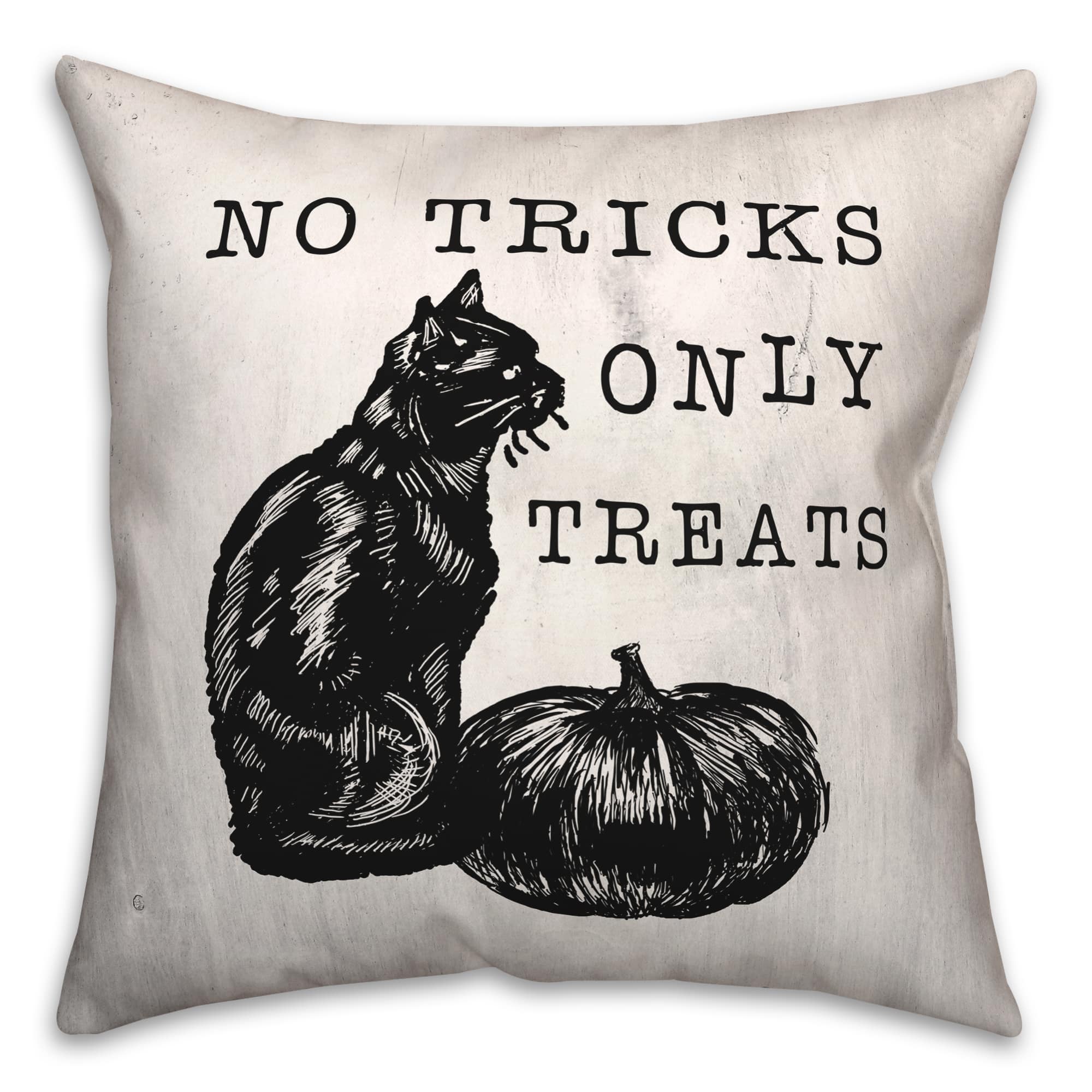 No Tricks Only Treats Cat Throw Pillow