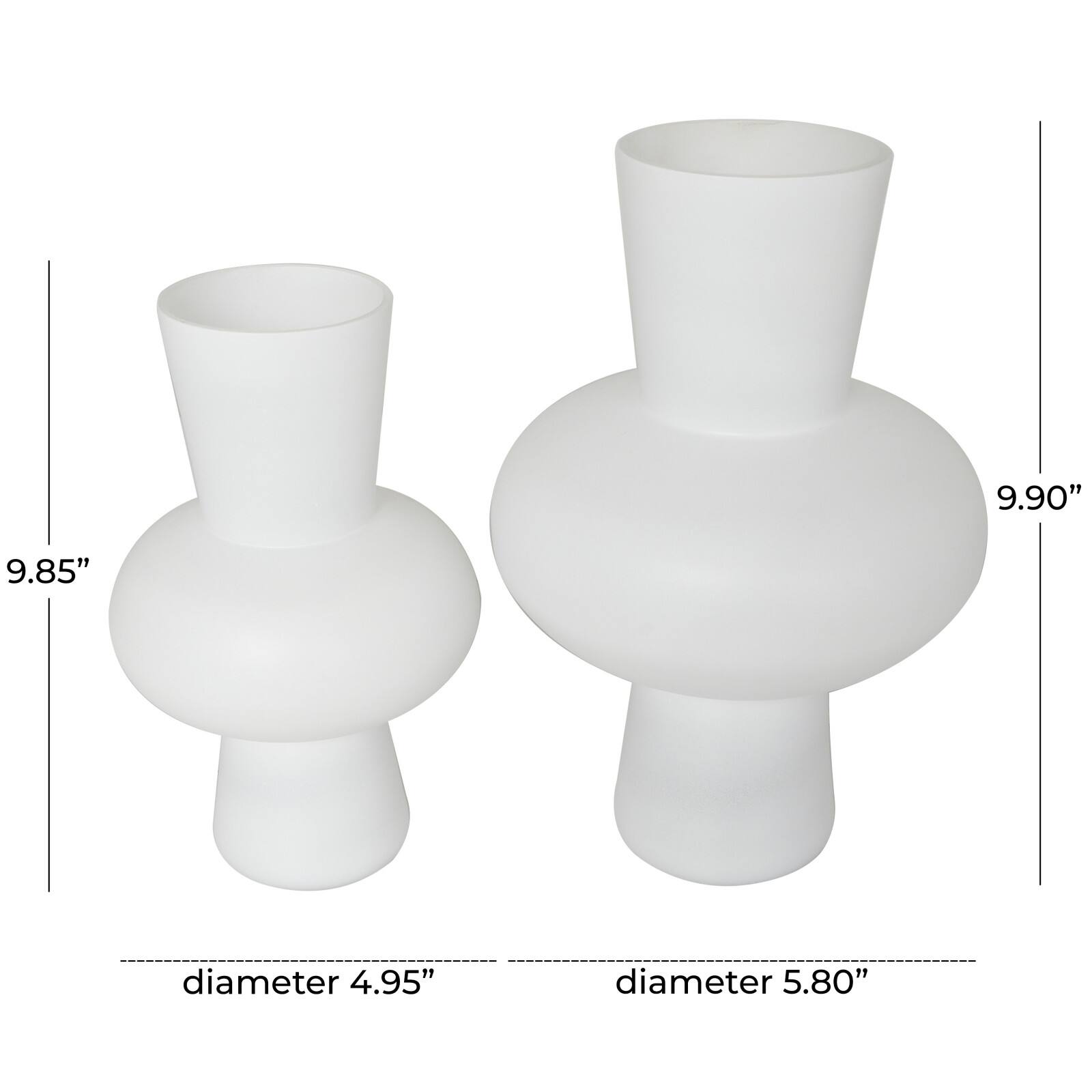 White Glass Trumpet Vase Set