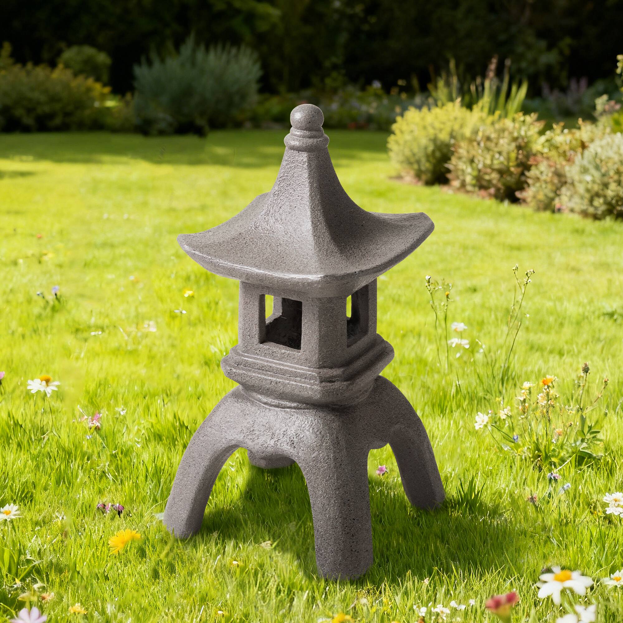 Glitzhome® 24" MGO Faux Concrete Pagoda Garden Statue