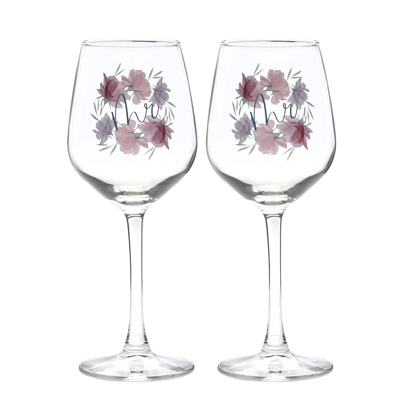 12oz. Mr. &#x26; Mr. Floral Wine Glass Set