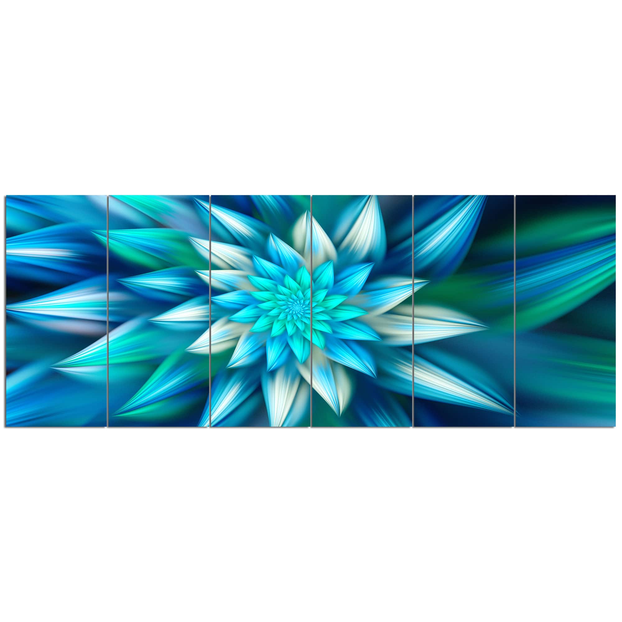 Designart - Huge Blue Fractal Flower - Floral Canvas Art Print
