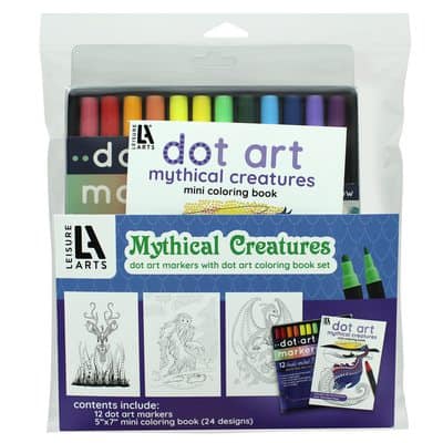 Leisure Arts® Dot Art Markers Mythical Creatures Mini Coloring