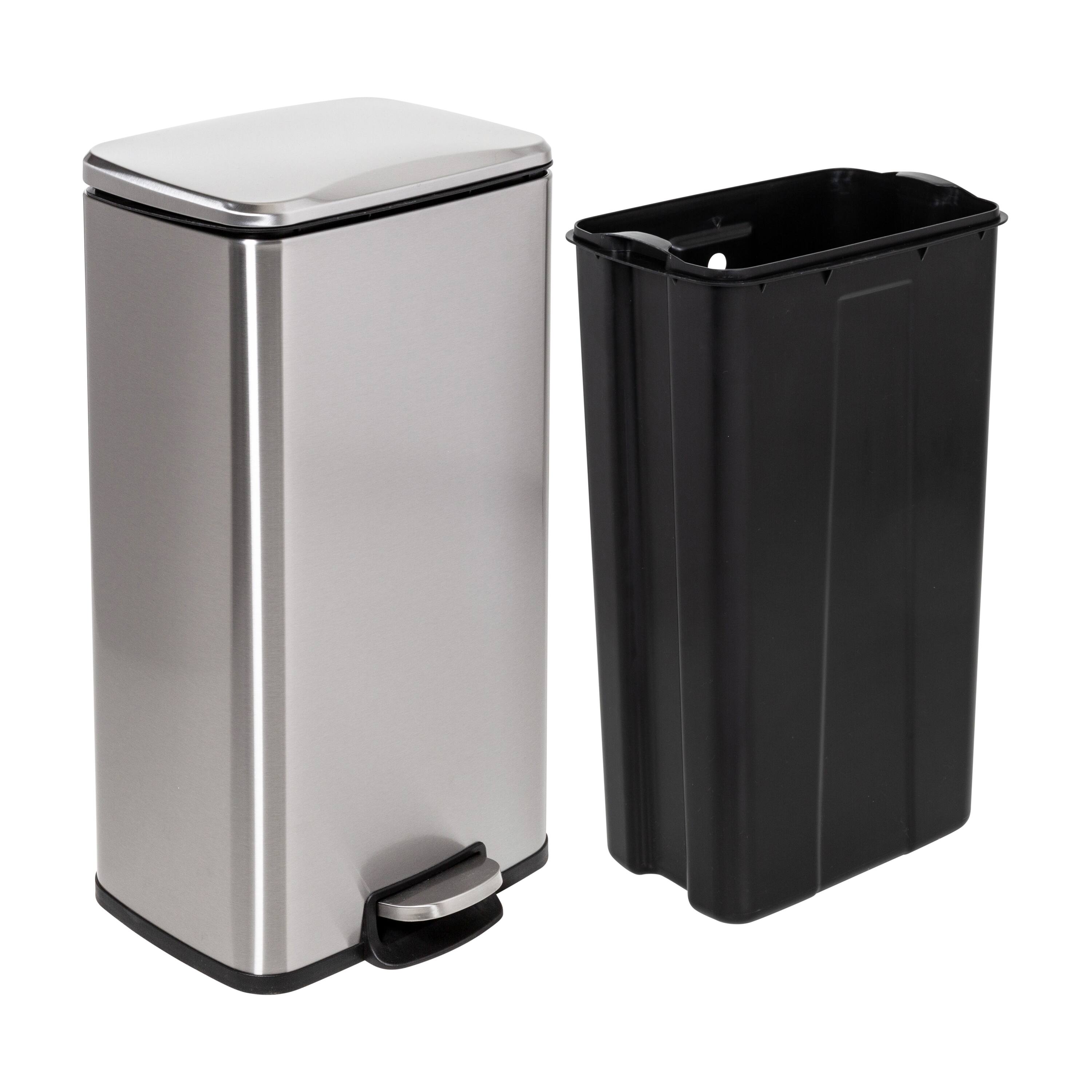 Honey Can Do Stainless Steel Step Trash Cans with Lid Set