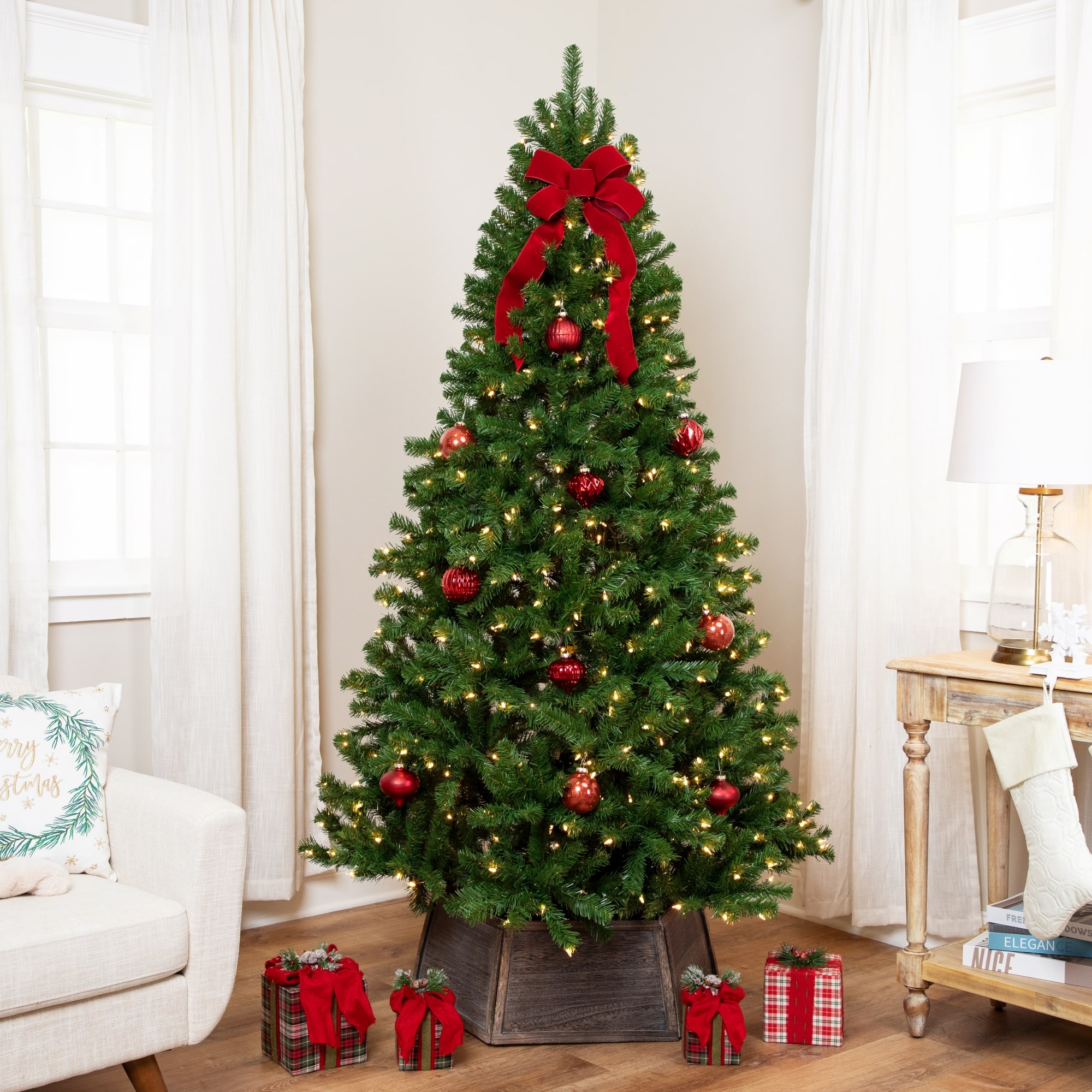 7ft. Pre-Lit Full Pendleton Spruce Artificial Christmas Tree, Clear Lights