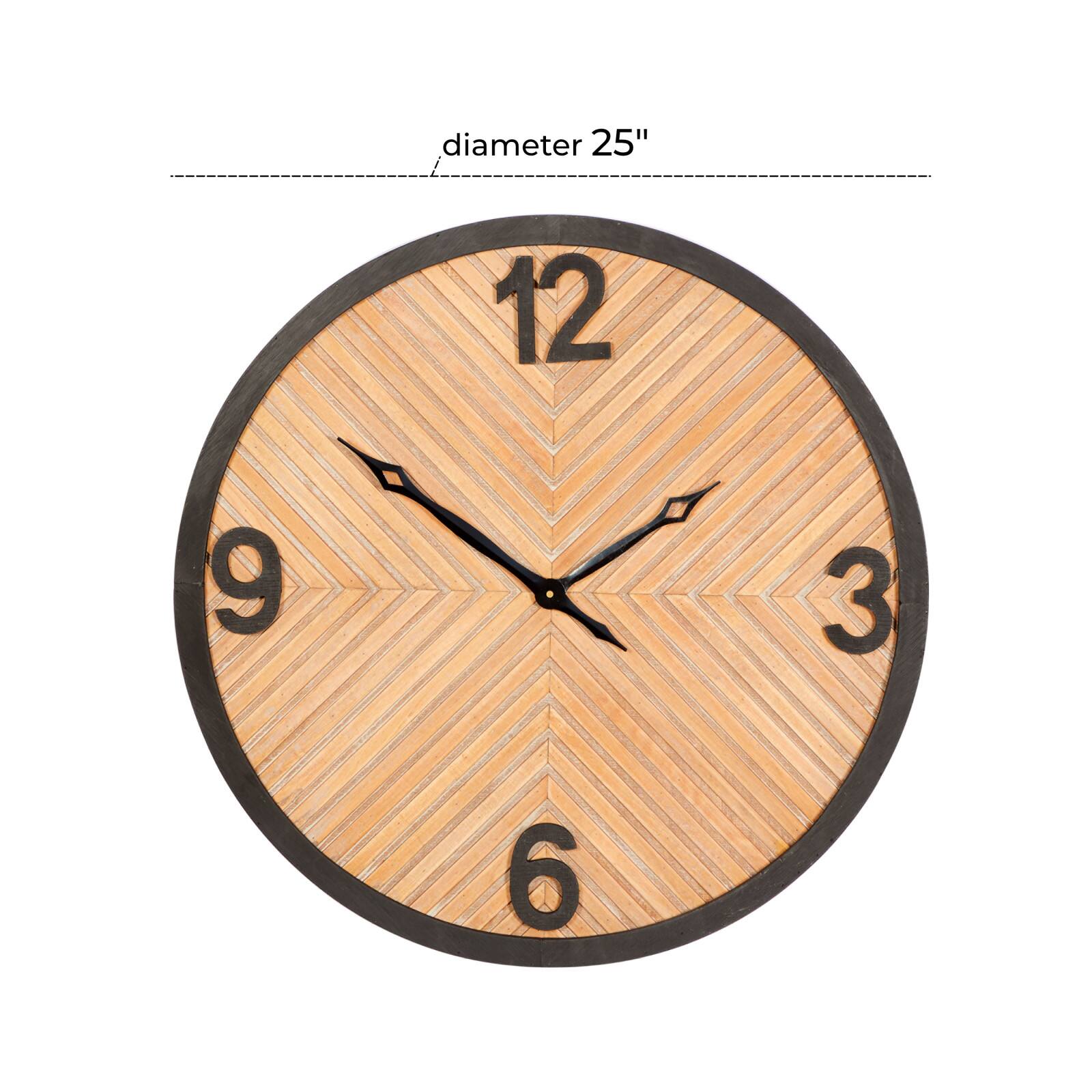 25&#x22; Brown Wood Industrial Wall Clock