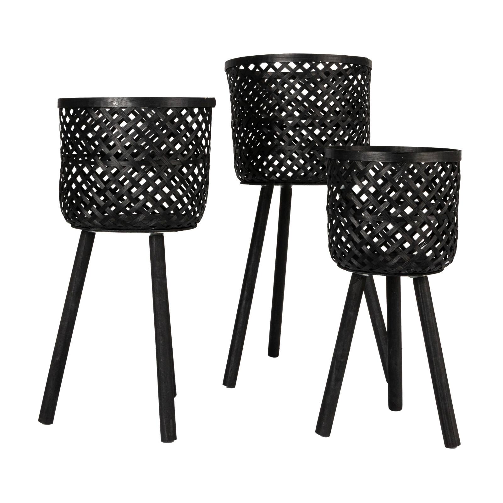 Hello Honey® Black Woven Bamboo Basket Set