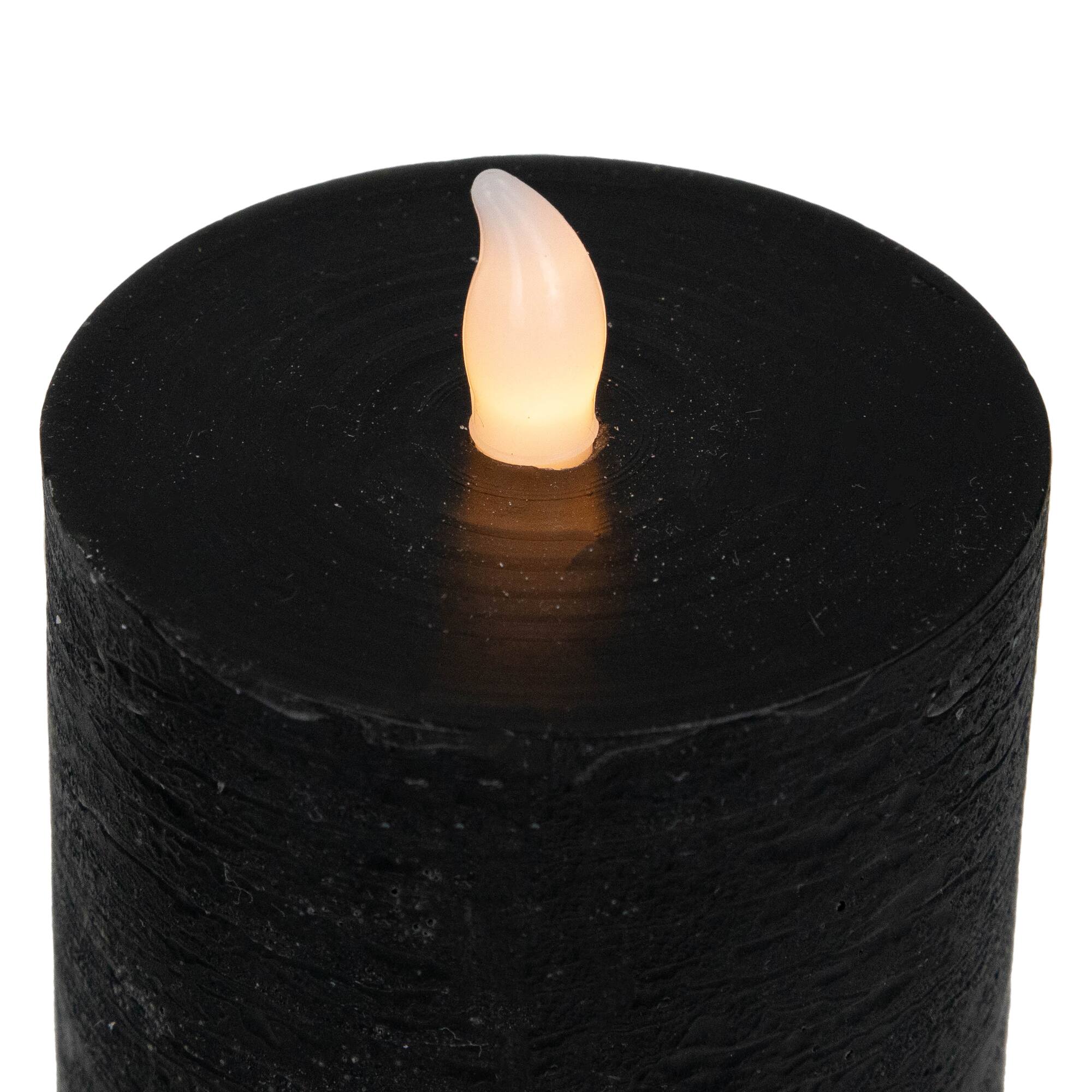 Black Flickering LED Halloween Wax Pillar Candles, 3ct.