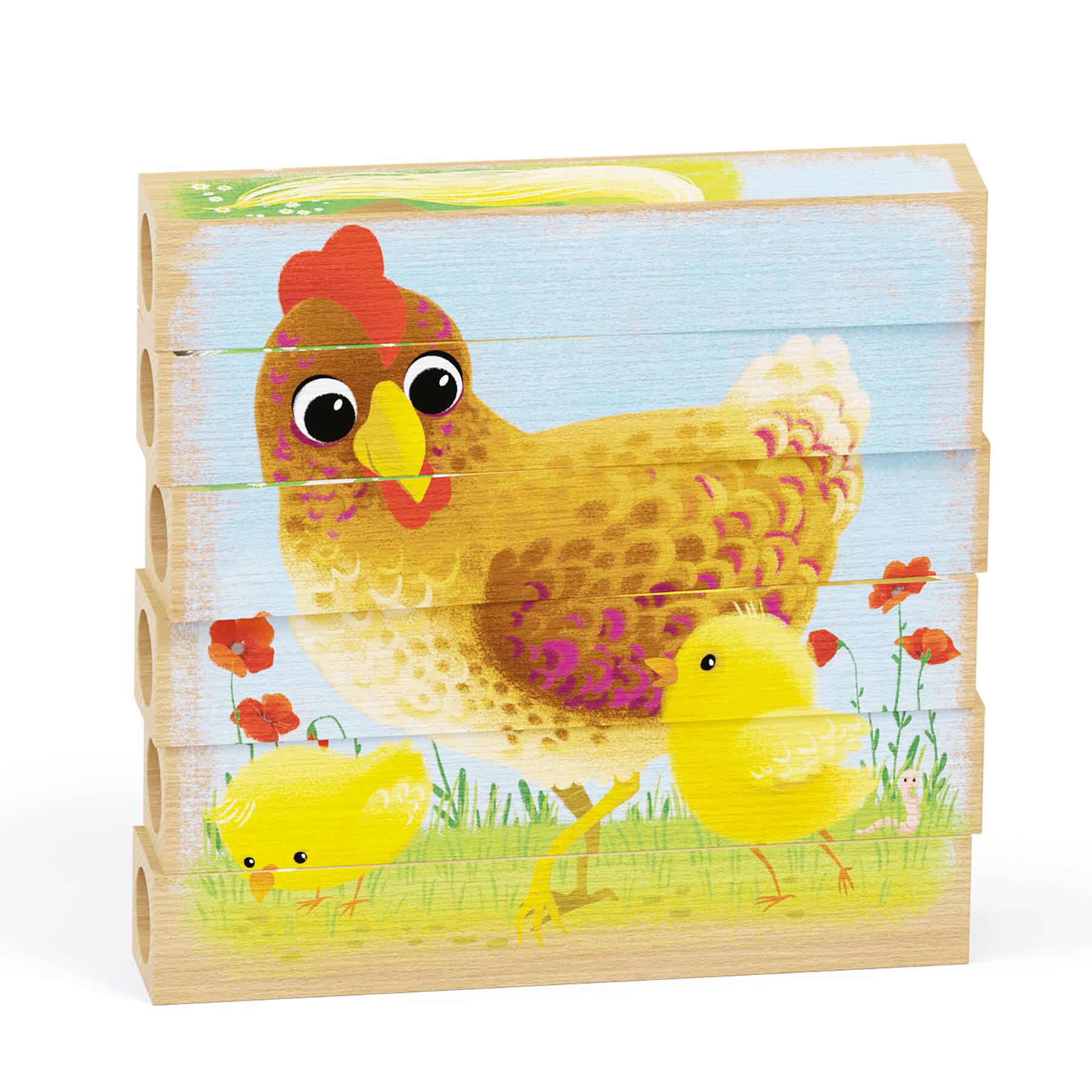 Quercetti® Baby Farm Animals Mix-N-Match Wood Puzzle