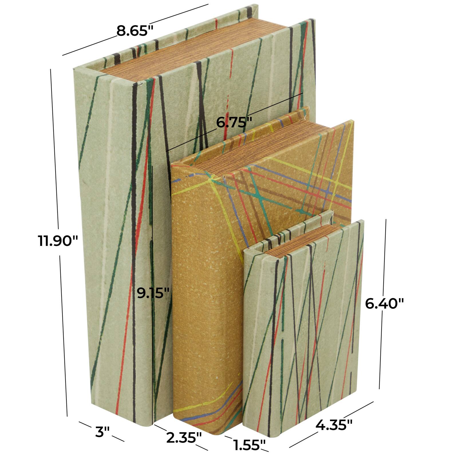 Line Print Faux Leather Faux Book Box with Varying Patterns Set