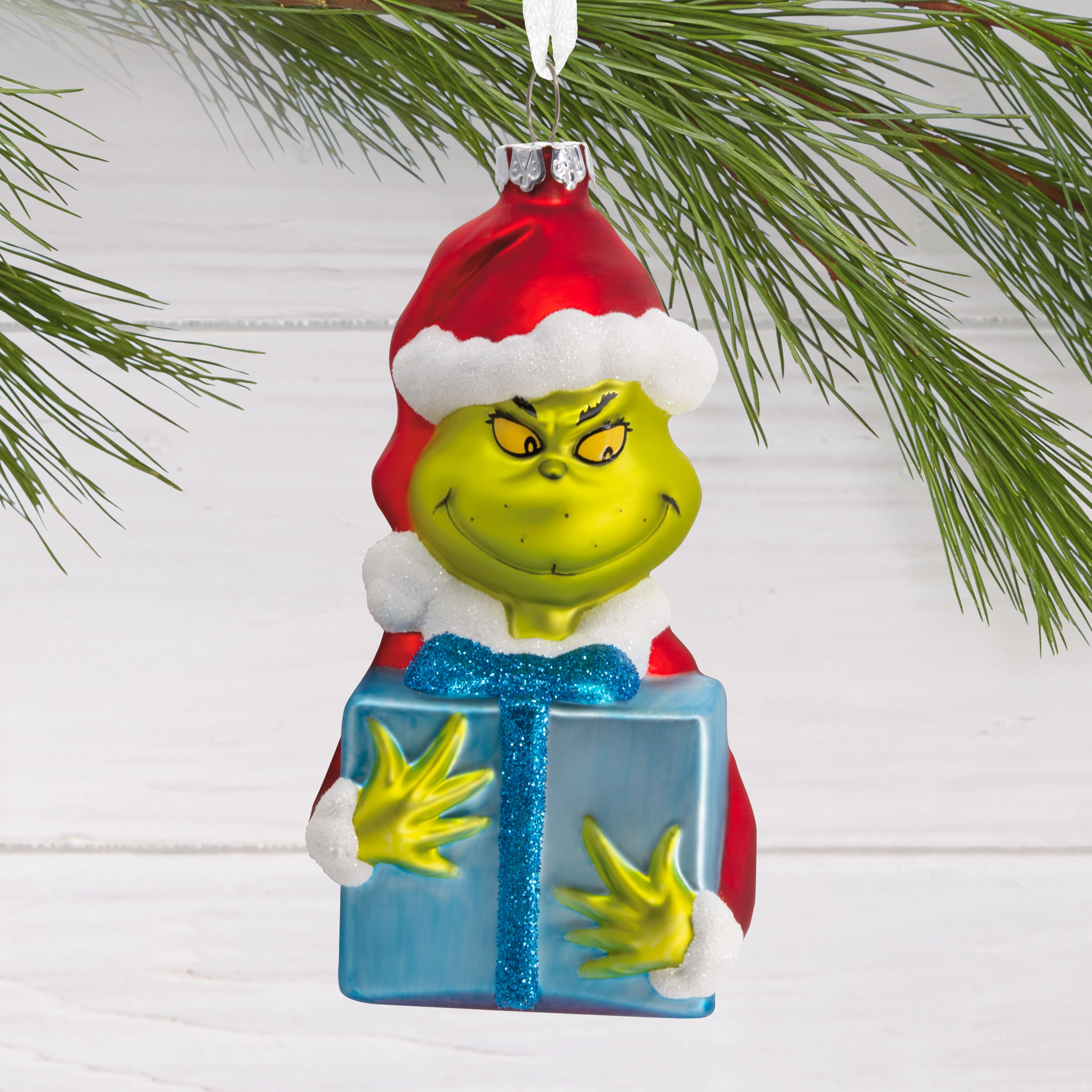 Hallmark Dr. Seuss's How the Grinch Stole Christmas™ 4.5" Grinch with Present Blown Glass Ornament