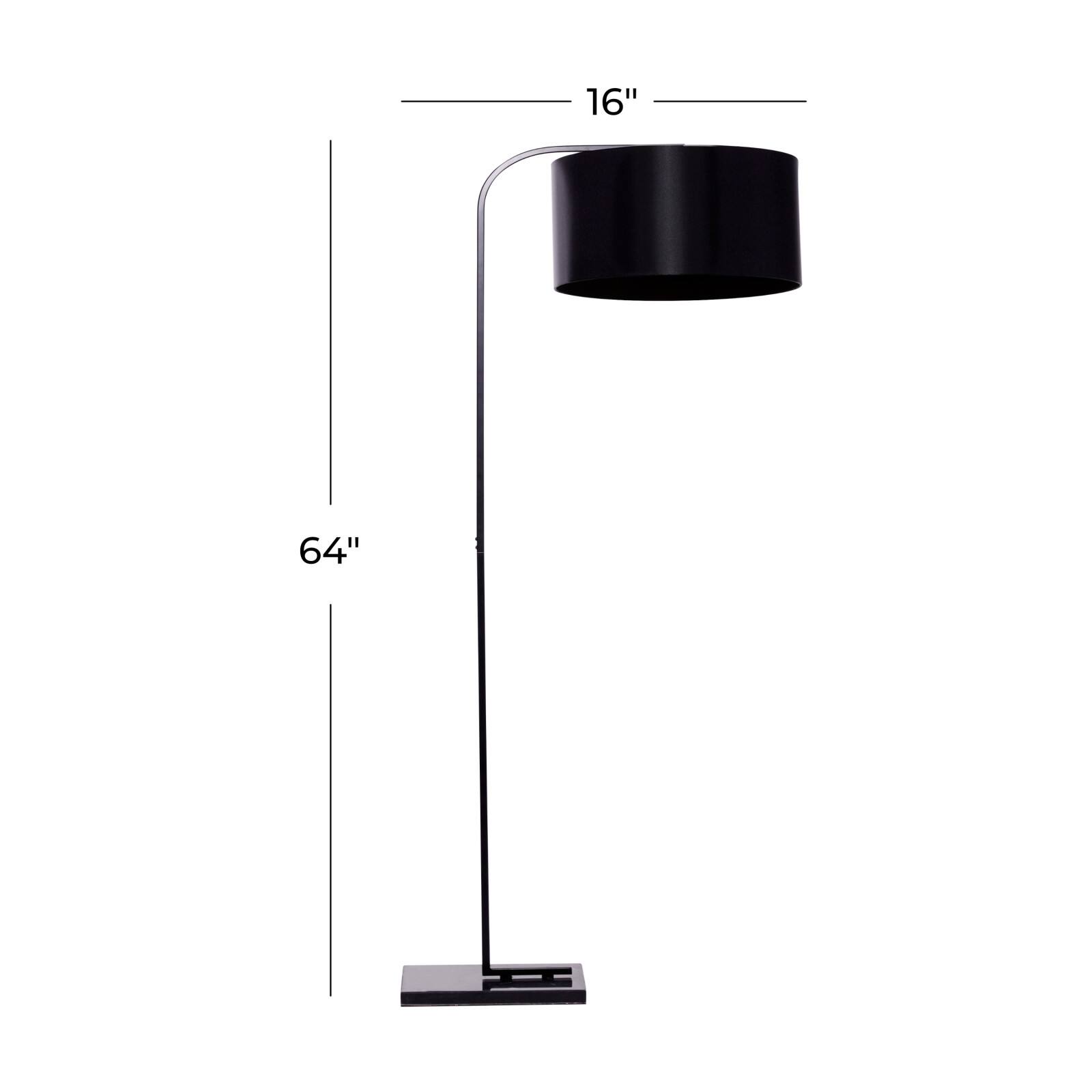 Black Metal Traditional Floor Lamp, 64" x 16" x 29"