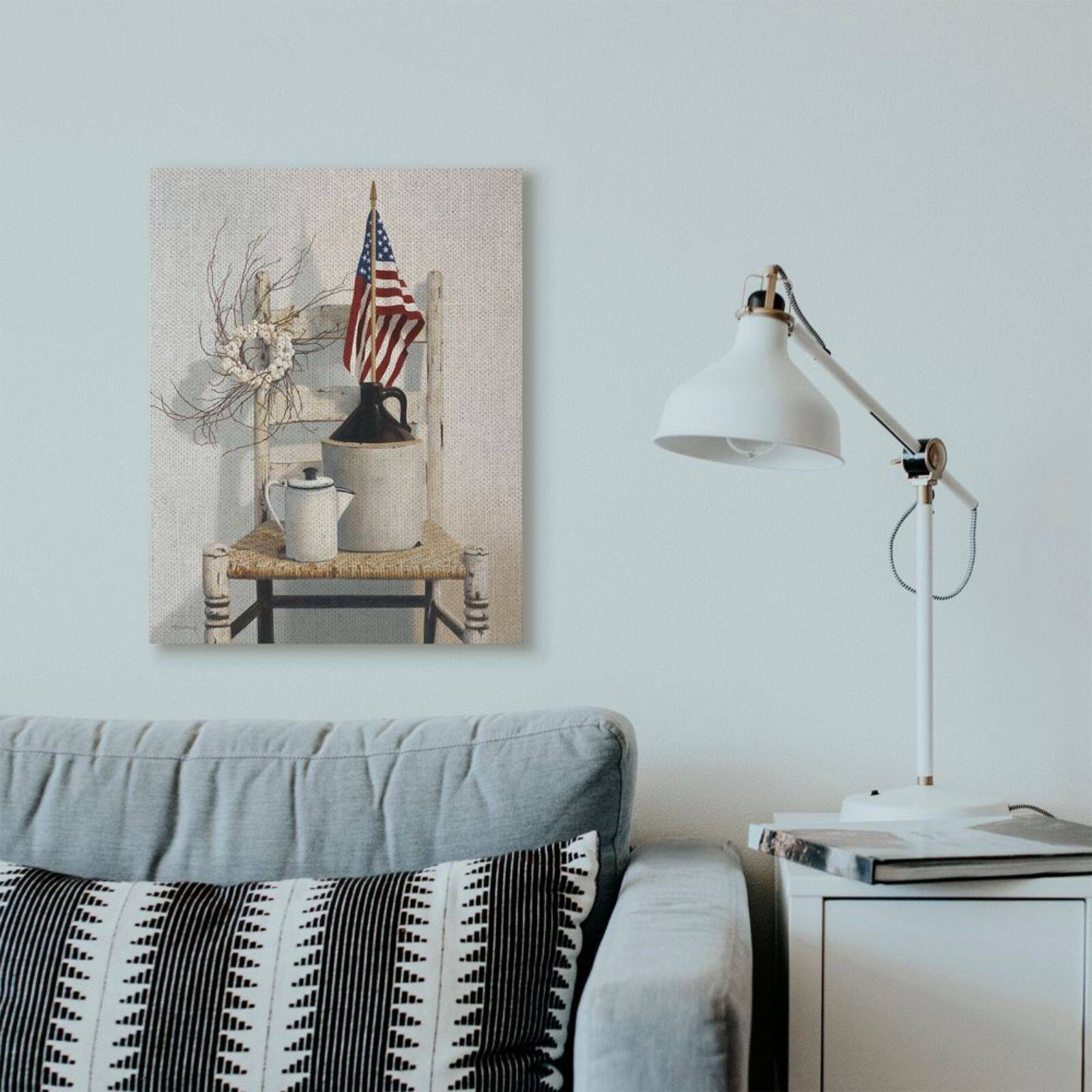 Stupell Industries American Flag Rustic Things Still Life Wall Art