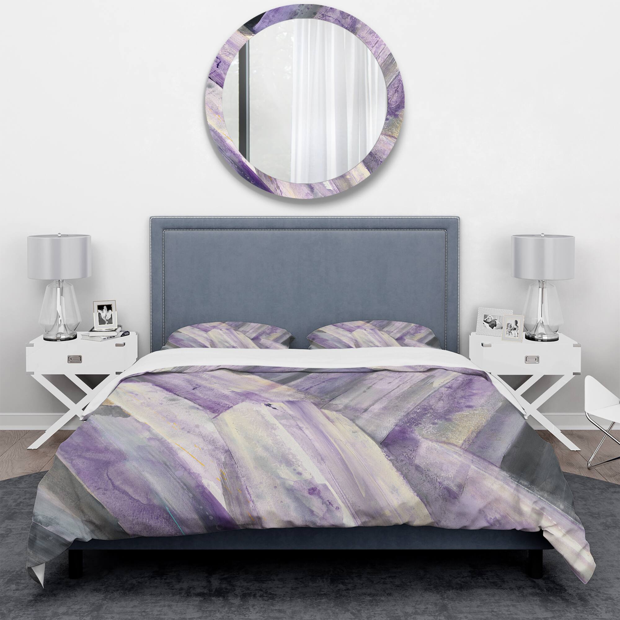 Designart &#x27;Geometric Purple Glacier&#x27; Geometric Bedding Set - Duvet Cover &#x26; Shams