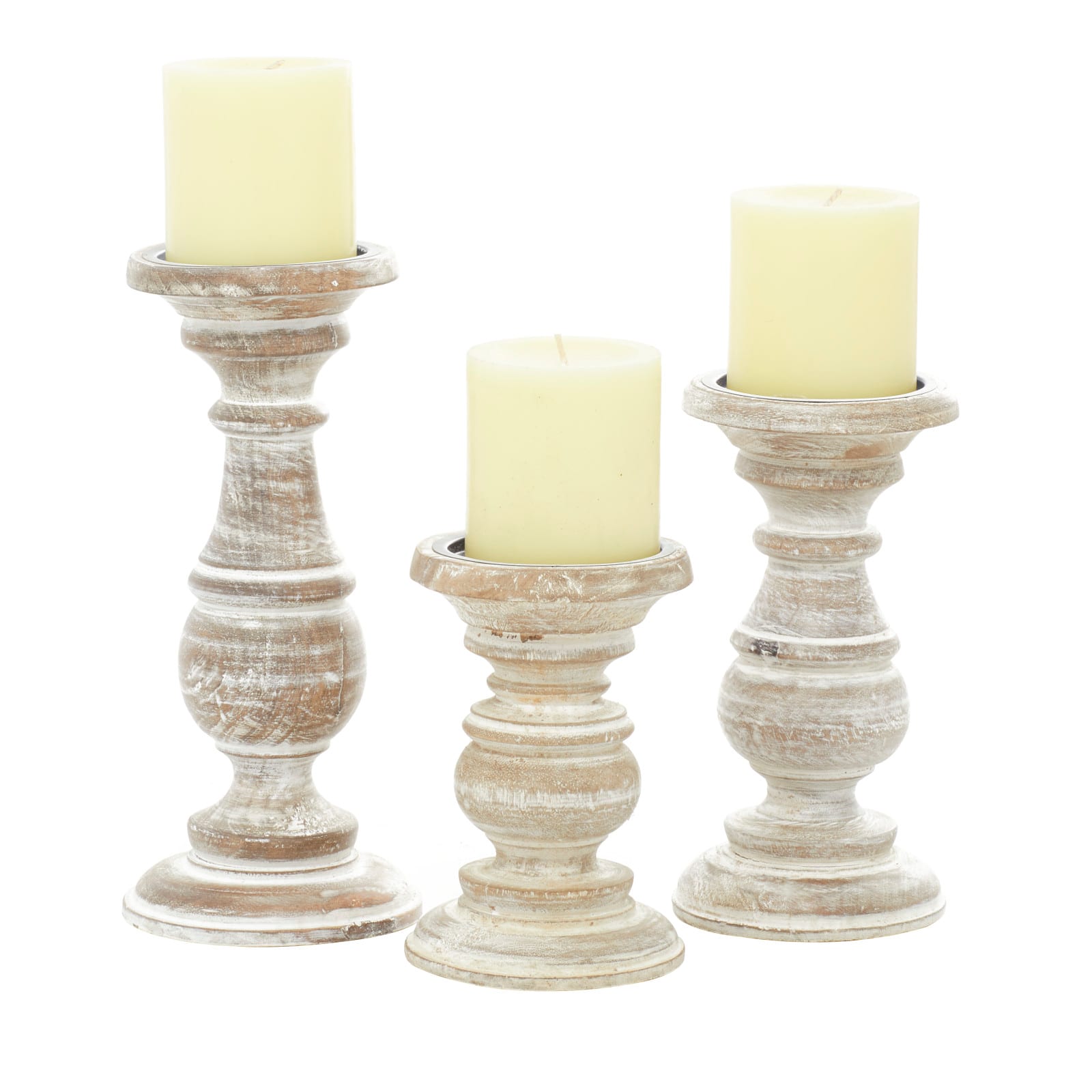 Mango Wood Traditional Candle Holder Set