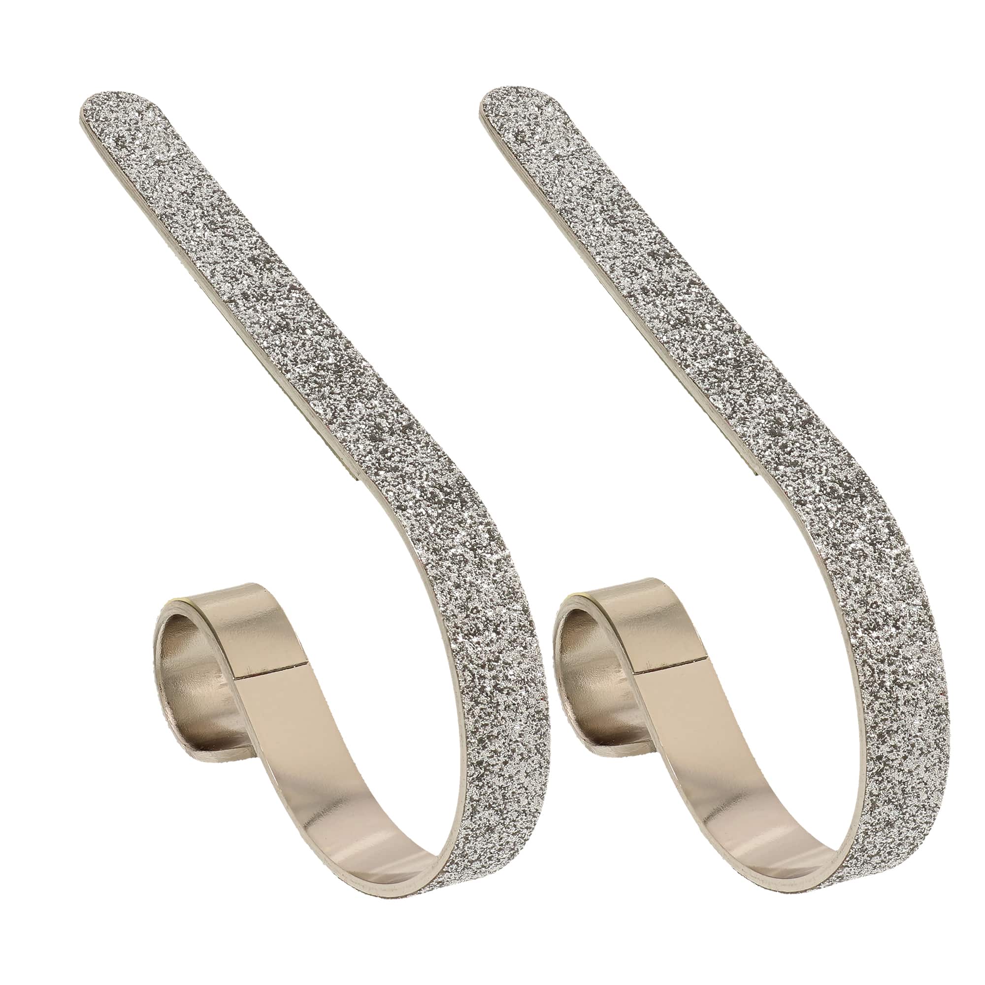 Original MantleClip® Silver Glitter Stocking Holders, 2ct.