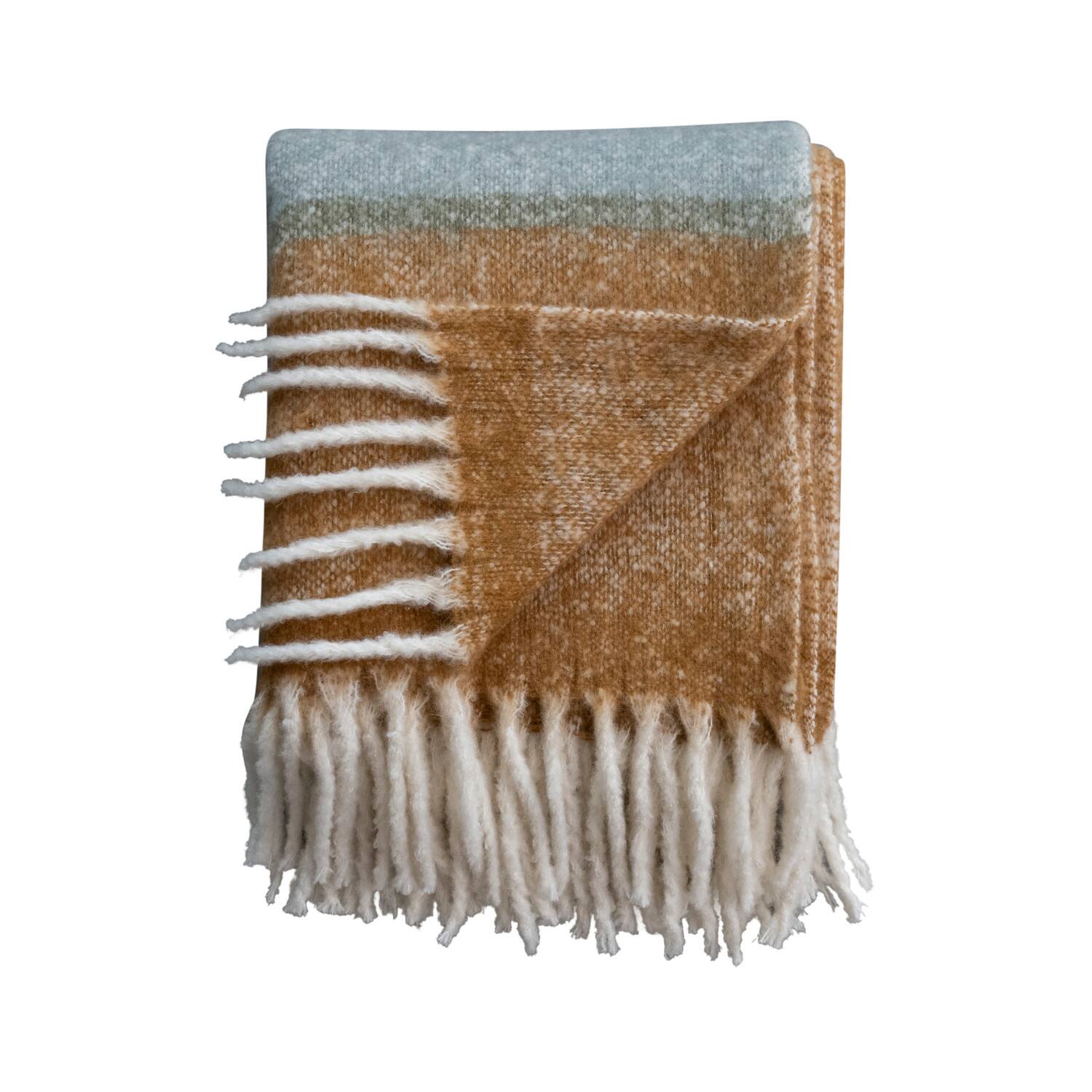 Hello Honey&#xAE; Multicolor Dark Striped Acrylic and Wool Throw Blanket