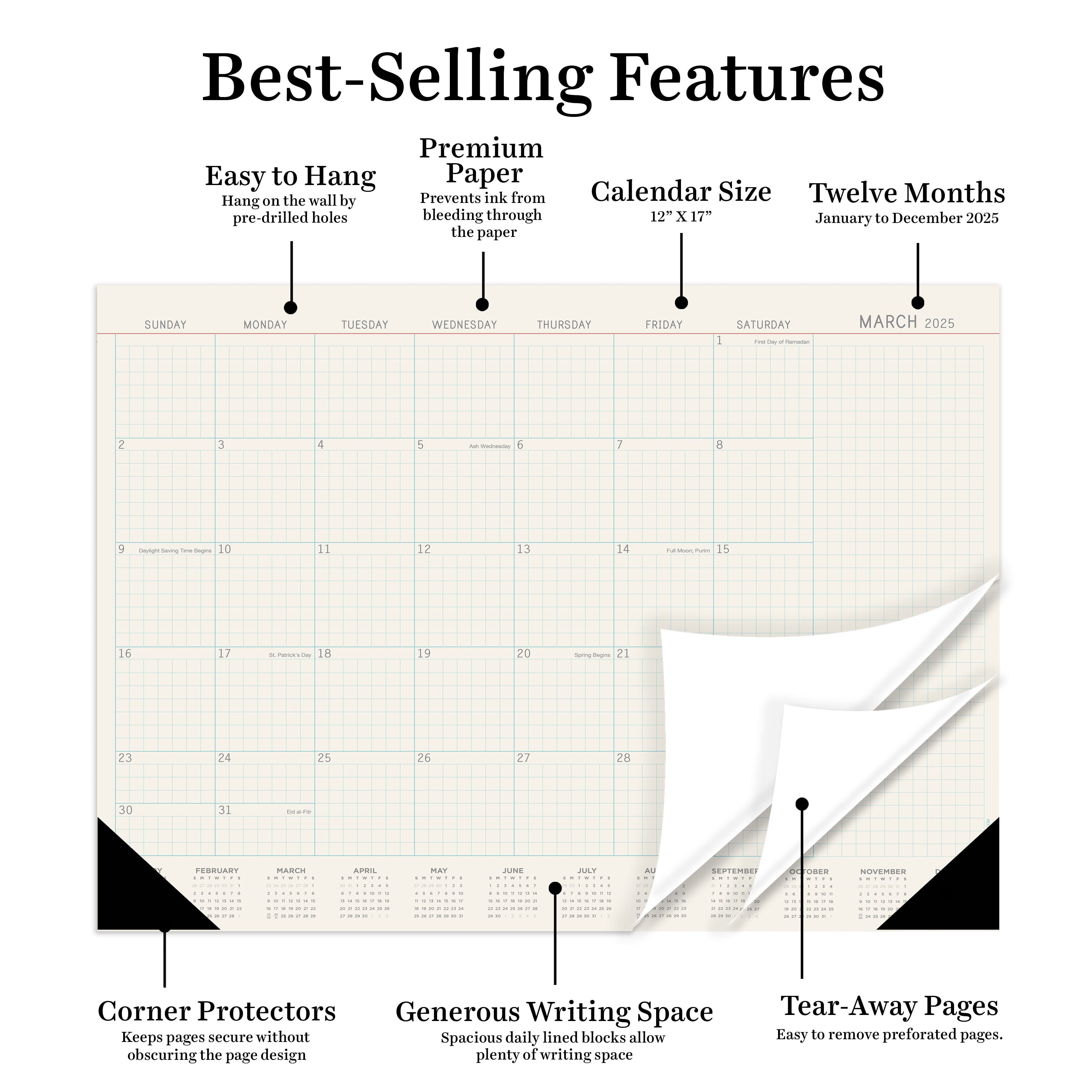 TF Publishing Medium 2025 Vintage Professional Monthly Blotter Desk Pad Calendar