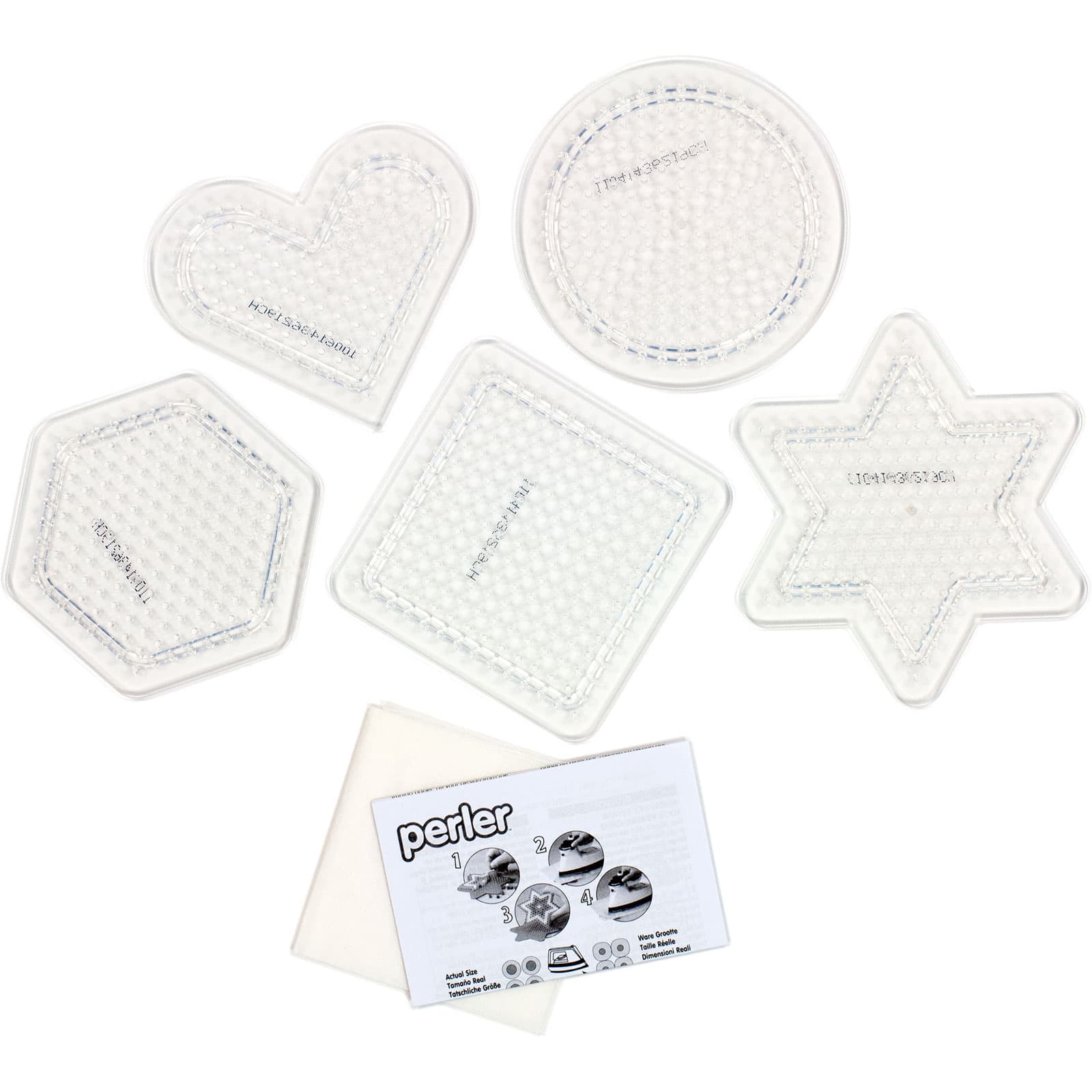 Perler Beads Clear 6-Piece Pegboards Set, Small/Large Basic Shapes
