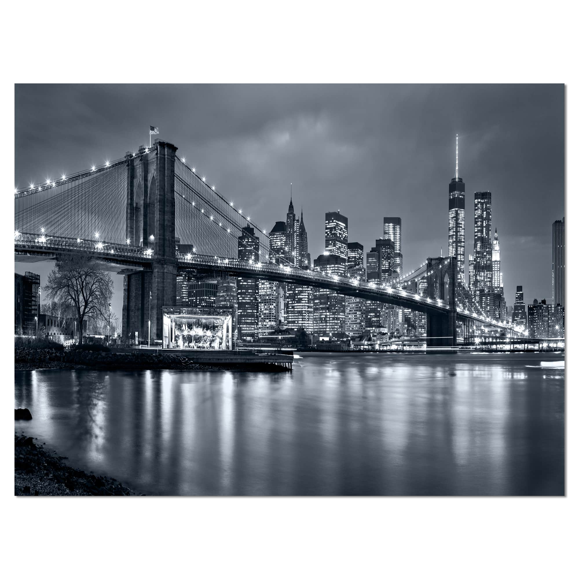 Designart - Panorama New York City at Night - Cityscape Canvas Print
