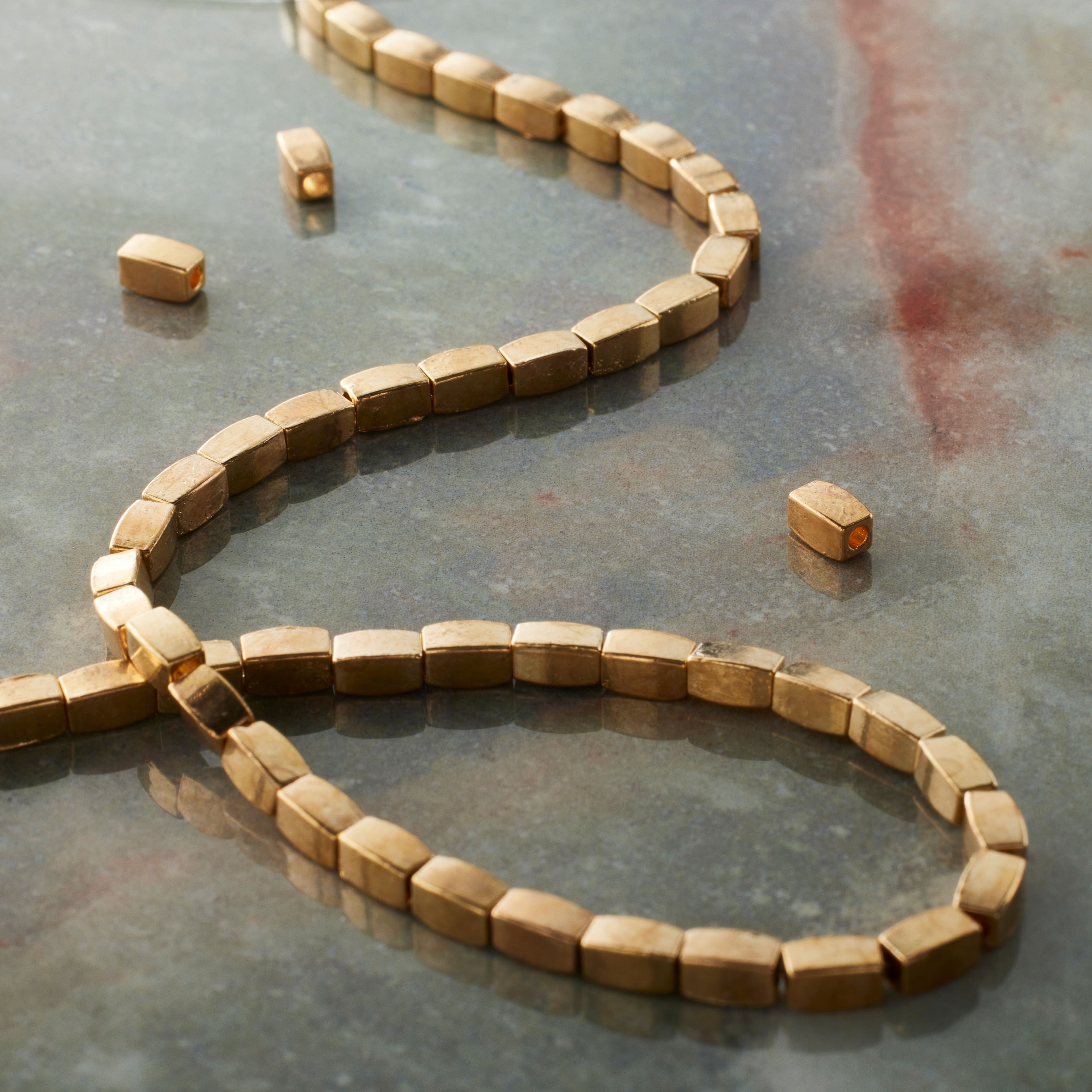 12 Pack: Gold Metal Square Tube Beads, 5mm by Bead Landing™