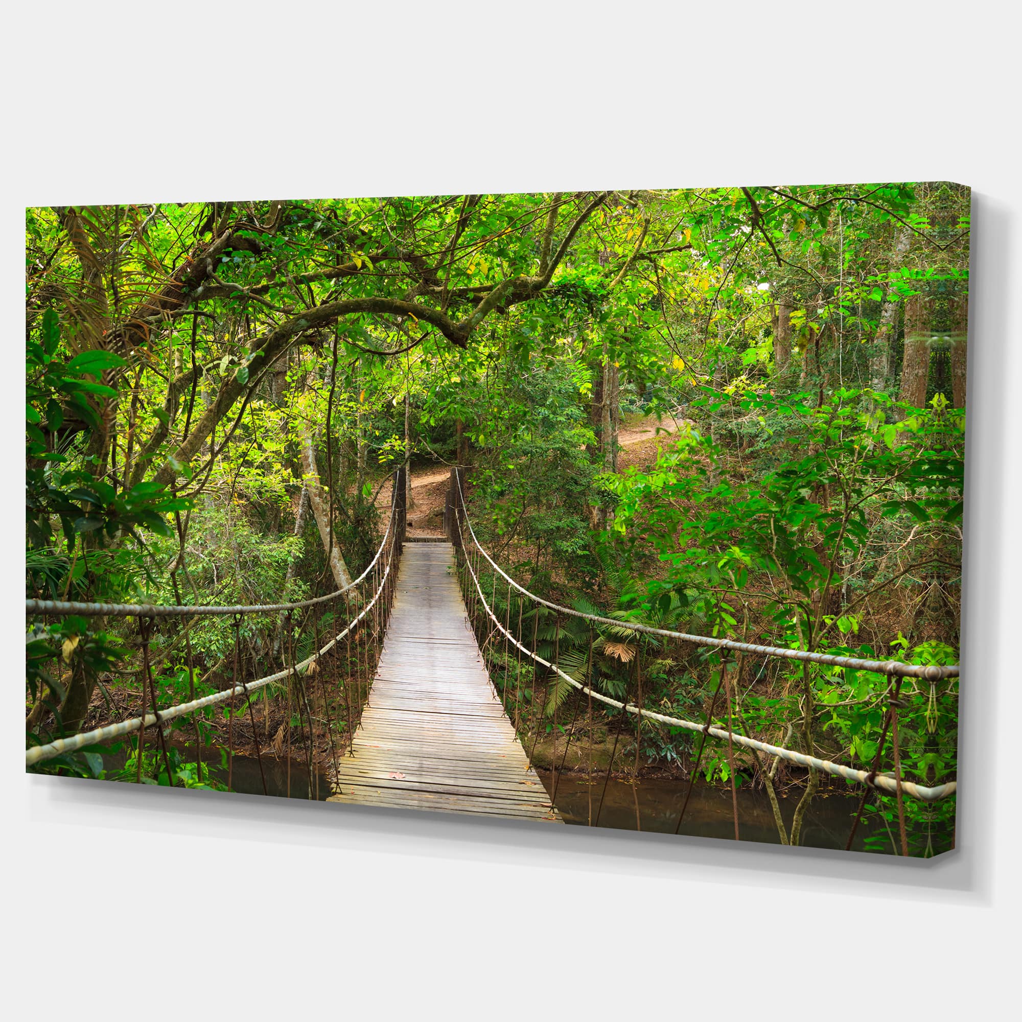 Designart - Bridge to Jungle Thailand - Landscape Photo Canvas Art Print
