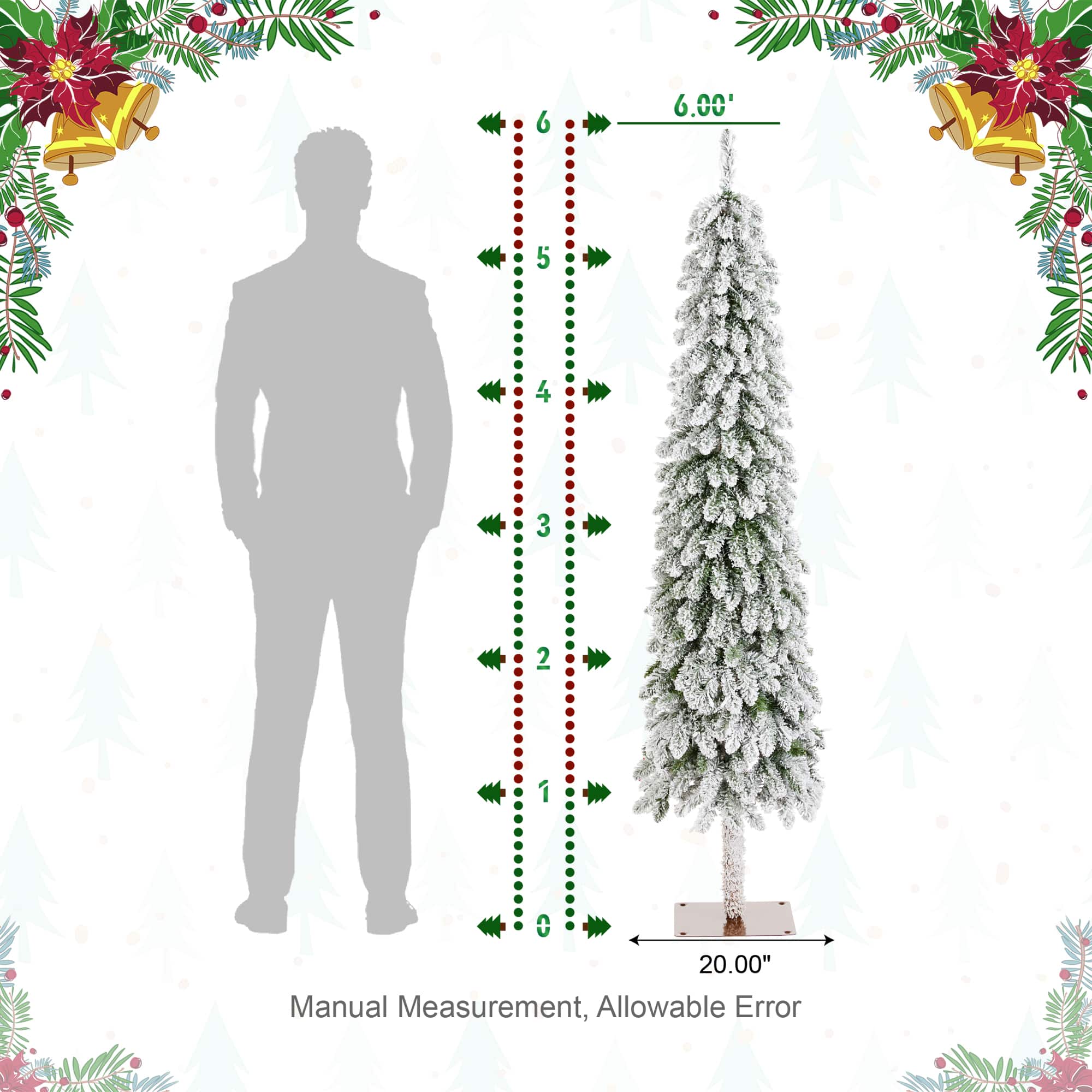 Glitzhome&#xAE; 6ft Pre-Lit Flocked Artificial Christmas Tree, Warm White Lights