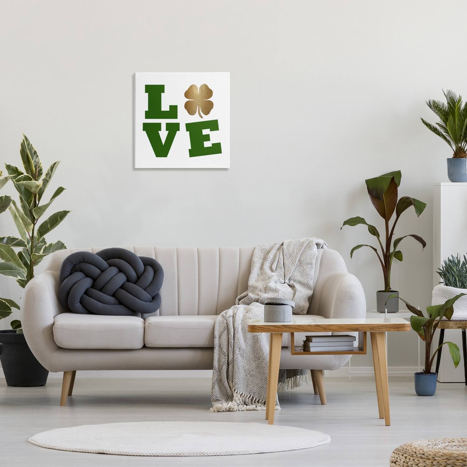 Stupell Industries St Patrick's Day Clover Love Canvas Wall Art