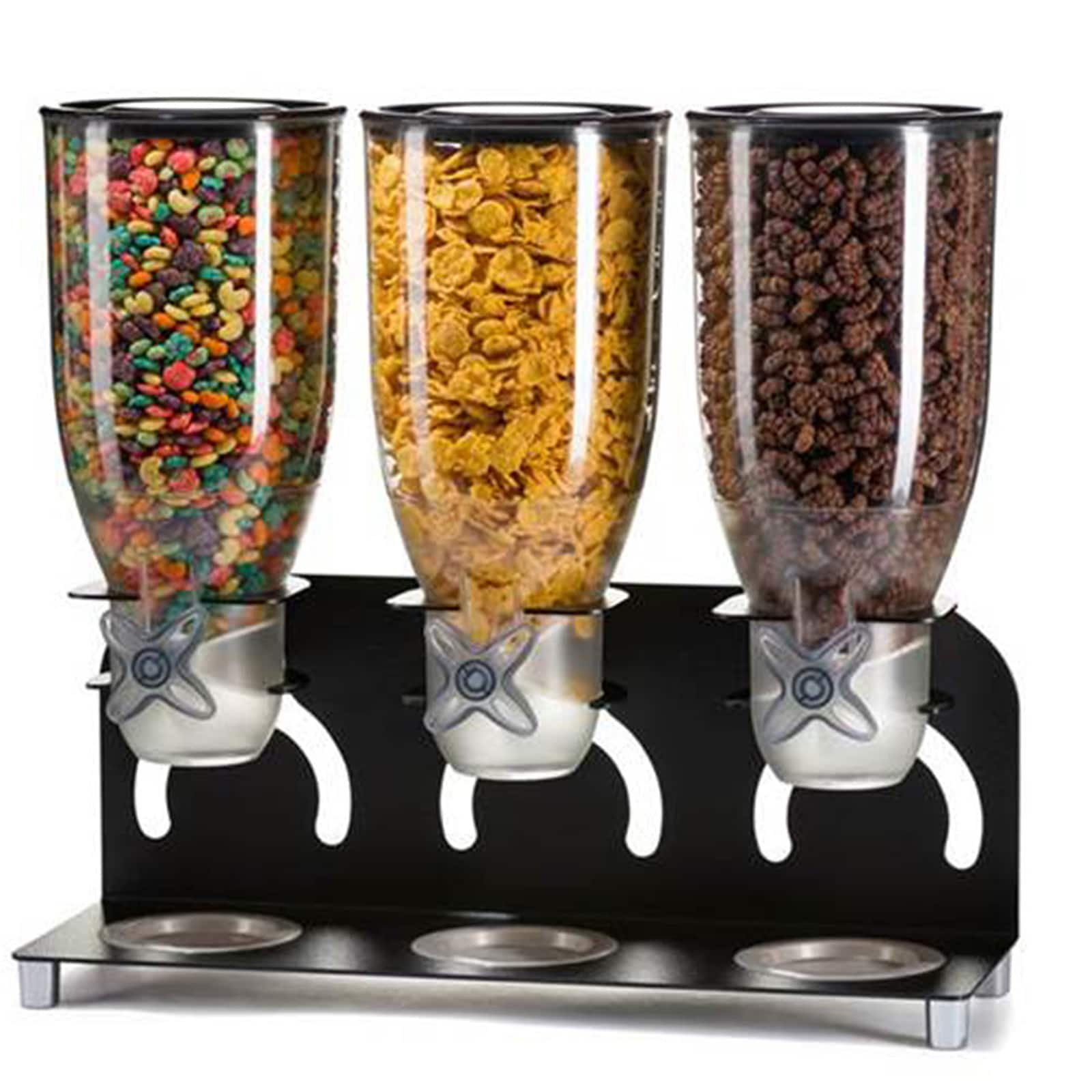 Mind Reader Black Heavy Duty Metal Cereal Triple Dispenser