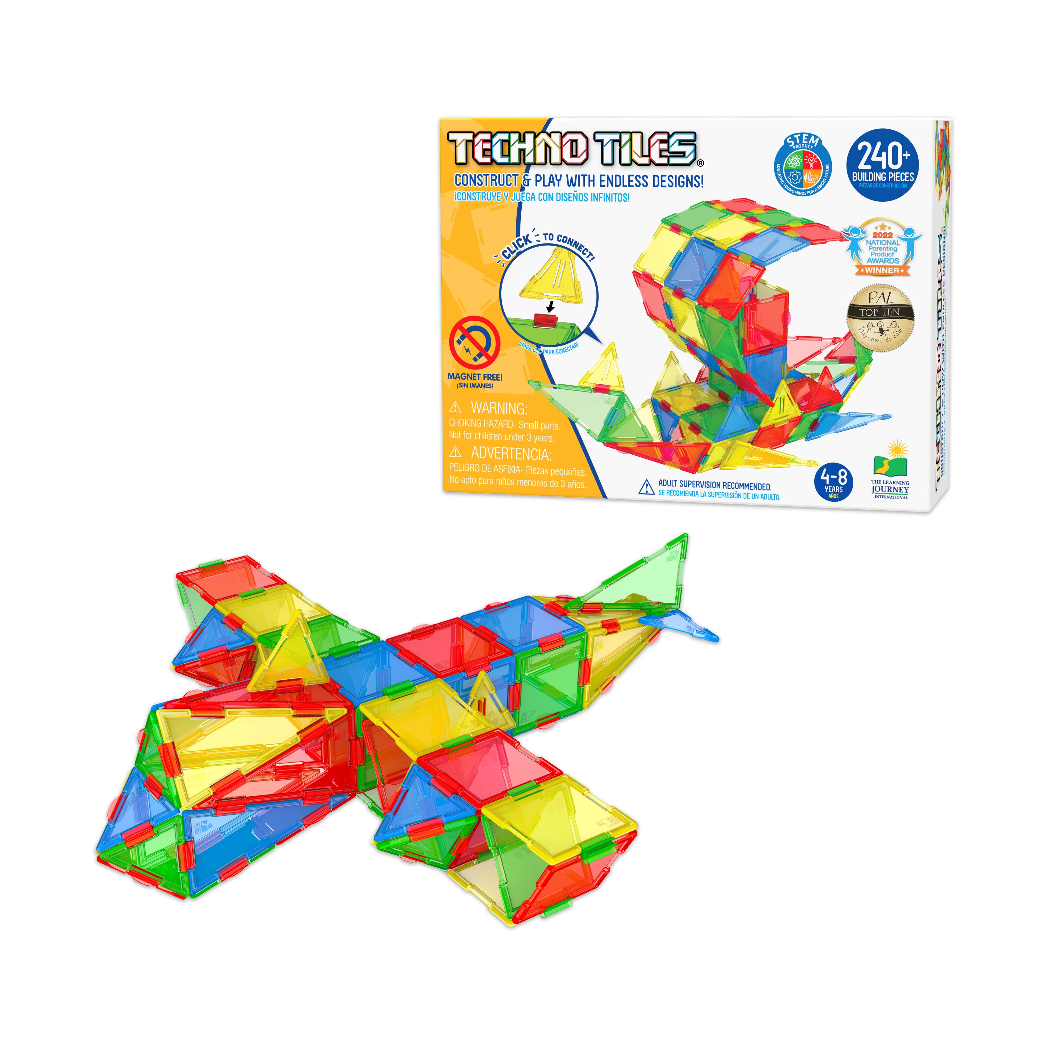Techno Tiles - Geometric Snap & Build Tiles: Primary Colors: 240+ Pcs