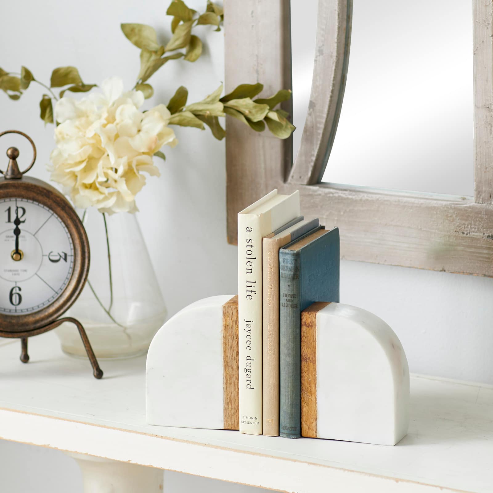 5&#x22; White Marble Modern Bookends, 2ct.