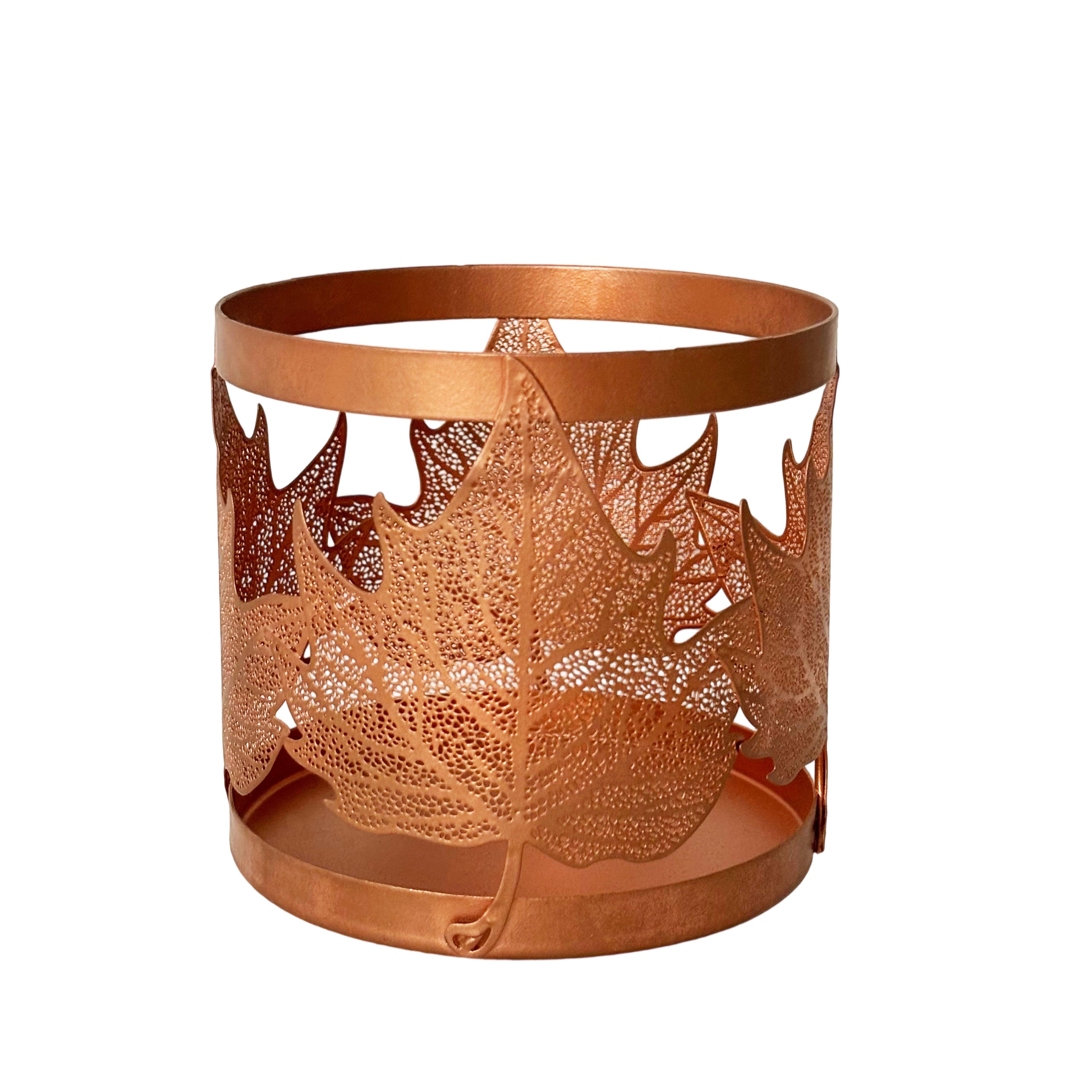 3.75&#x22; Rose Gold Leaf Metal Candle Holder by Ashland&#xAE;