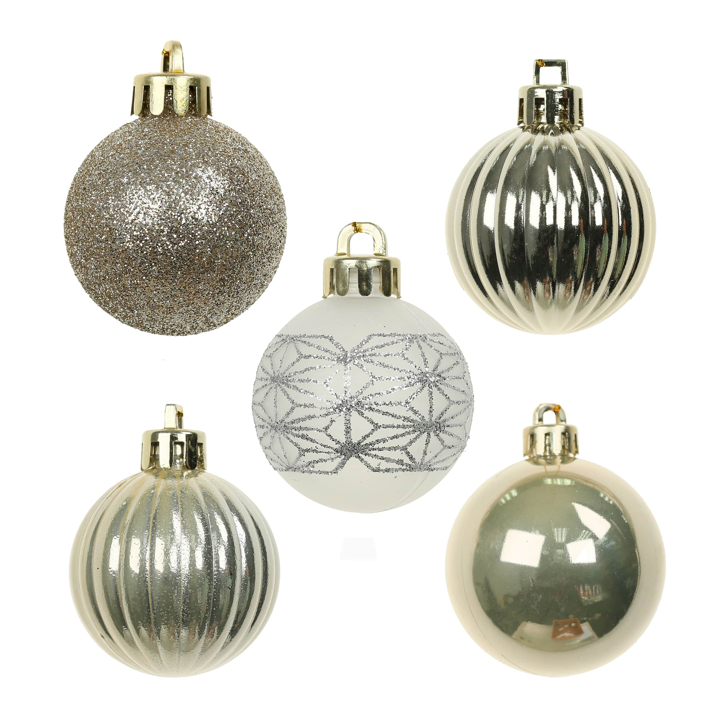 7 Pack 1.5" Silver & Gold Lattice Shatterproof Ball Ornaments by Ashland®