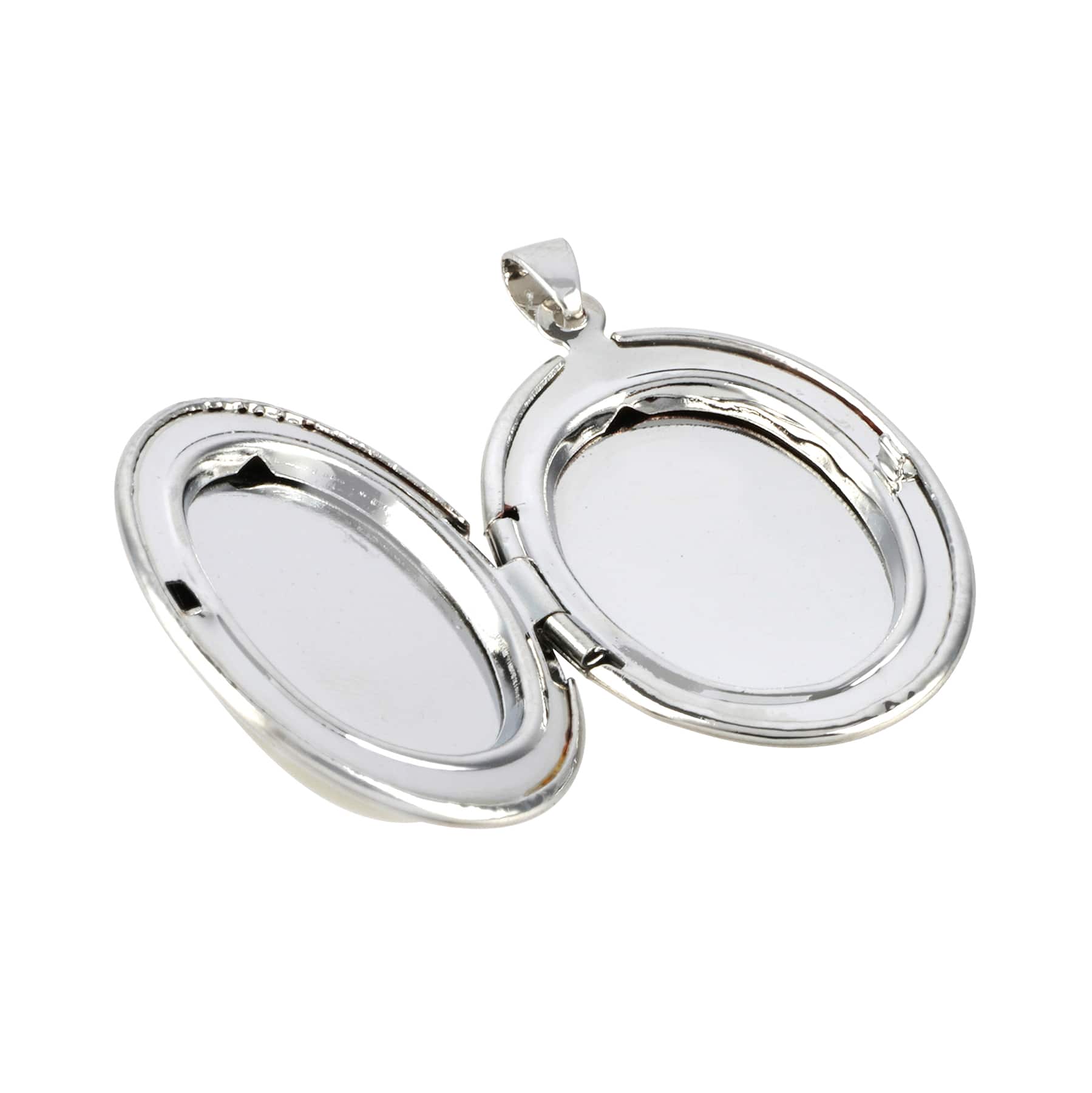 White & Rhodium Oval Locket by Bead Landing™