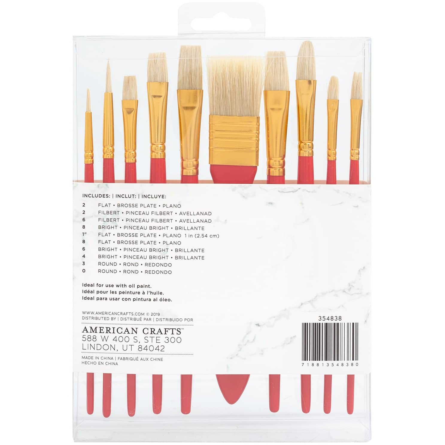 American Crafts&#x2122; Art Supply Basics Oil Paint Hog Hair Brush Set