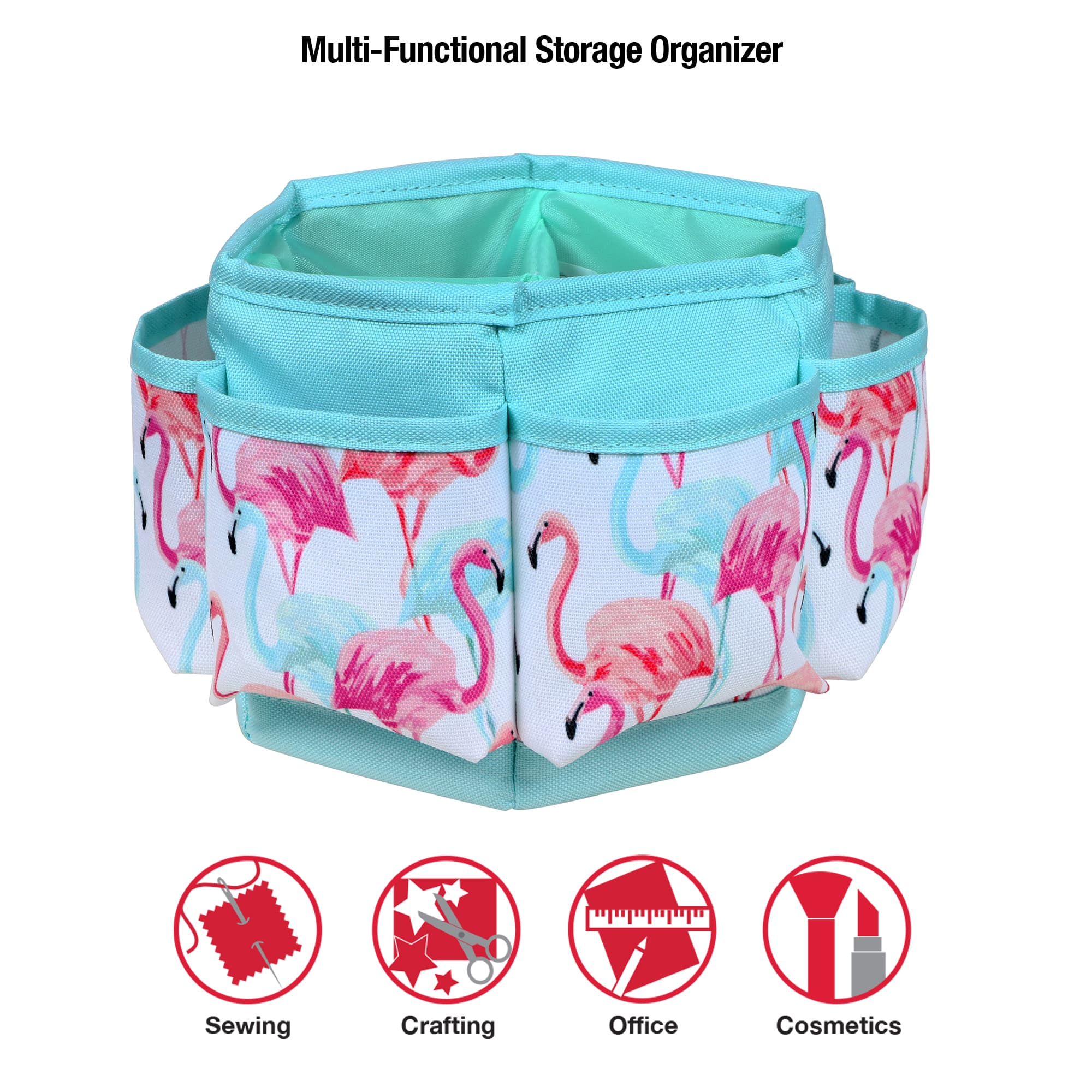 SINGER&#xAE; Flamingo Print Sewing Spinning Tabletop Organizer