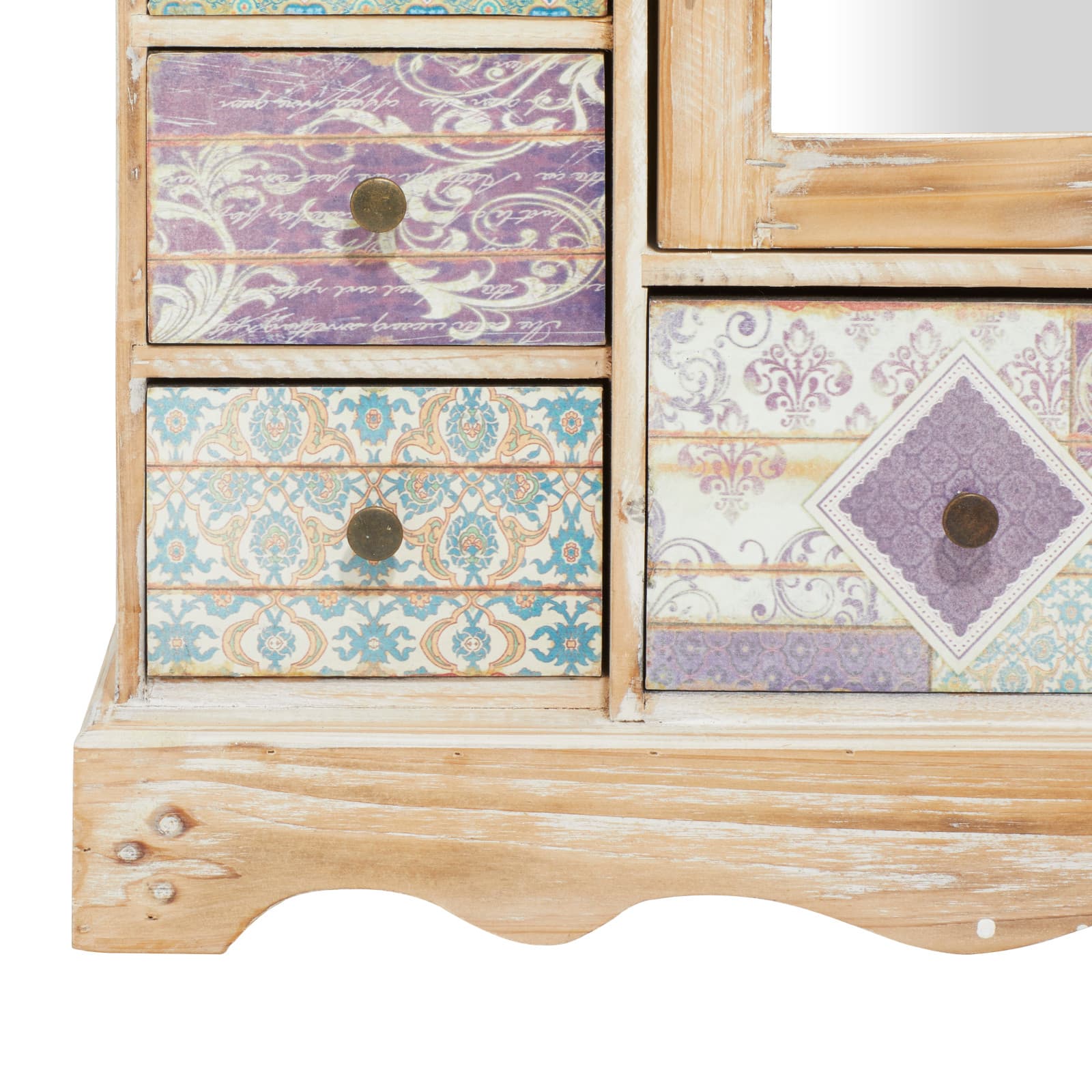 16&#x22; White &#x26; Blue Wood Vintage Jewelry Box
