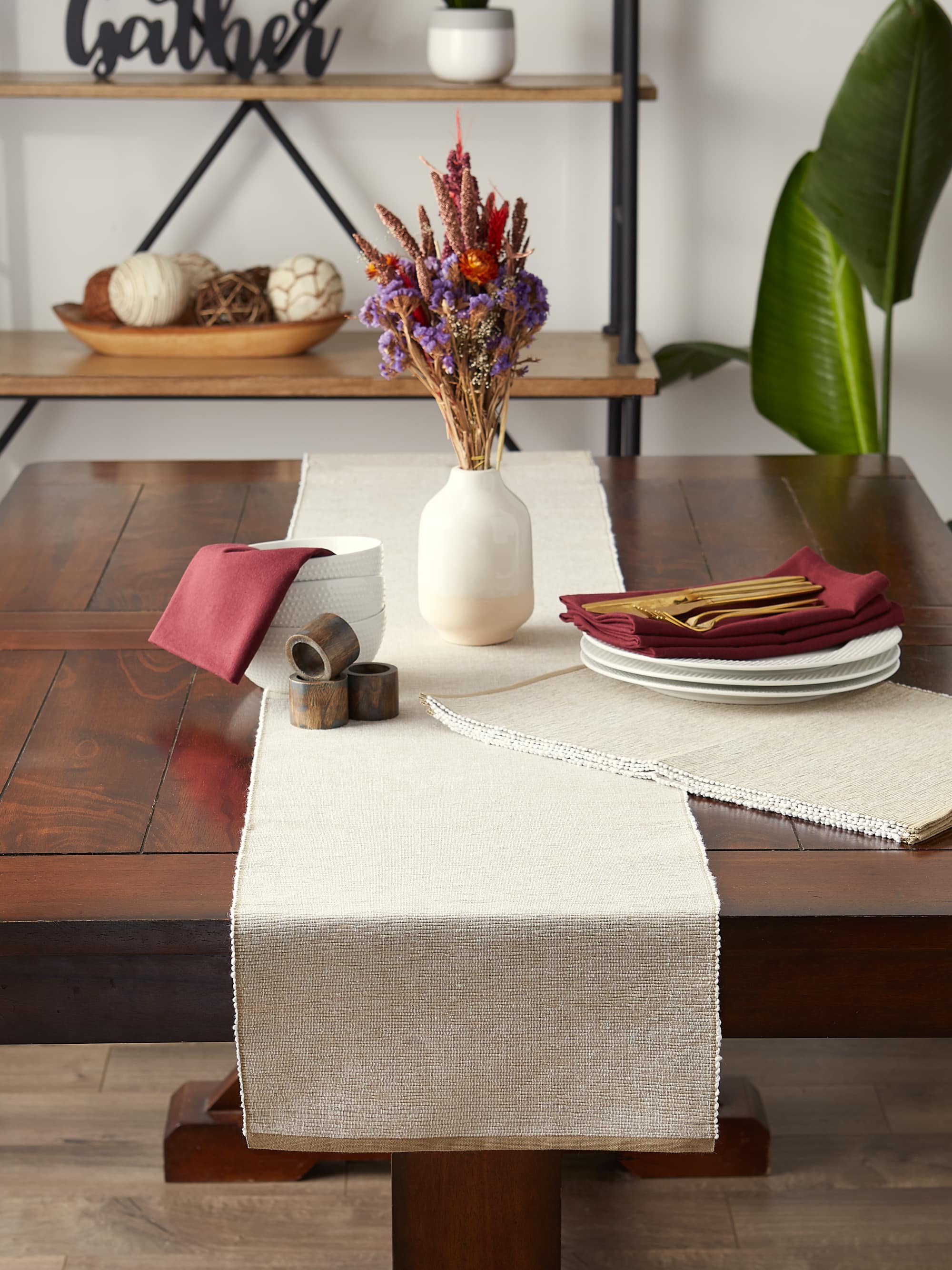 DII&#xAE; 72&#x22; Chambray Ribbed Cotton Table Runner