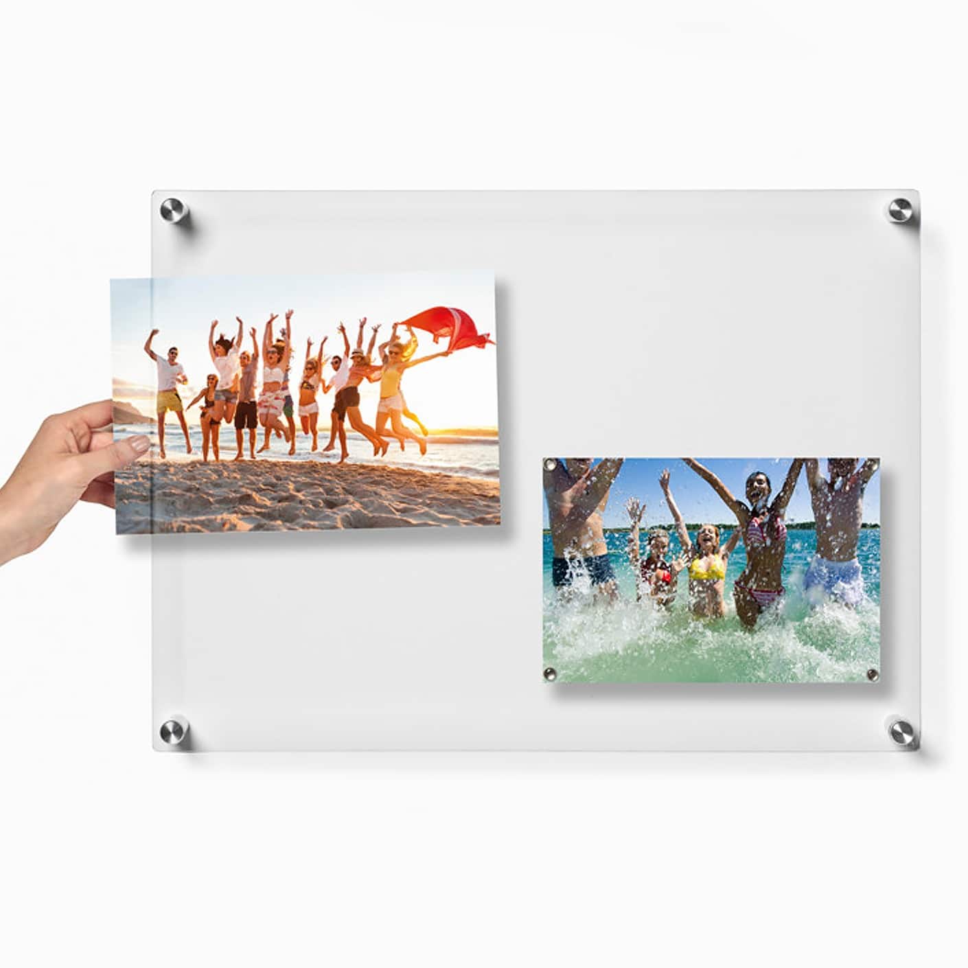 Wexel Art Single Panel Clear Acrylic Floating Wall Frame & Magnets with Silver Hardware