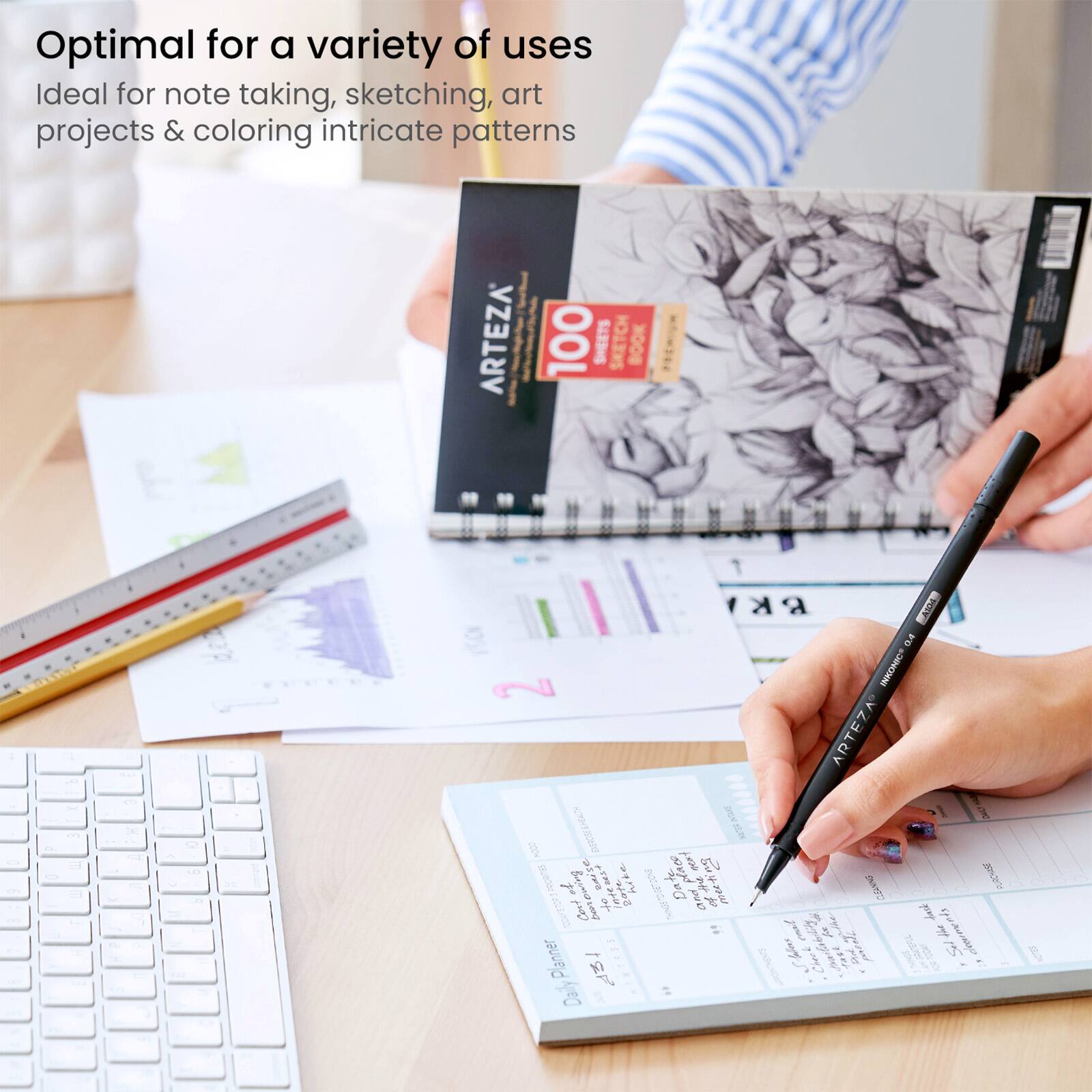Arteza&#xAE; Black 0.4mm Fineliner Inkonic&#xAE; Pens, 12ct.