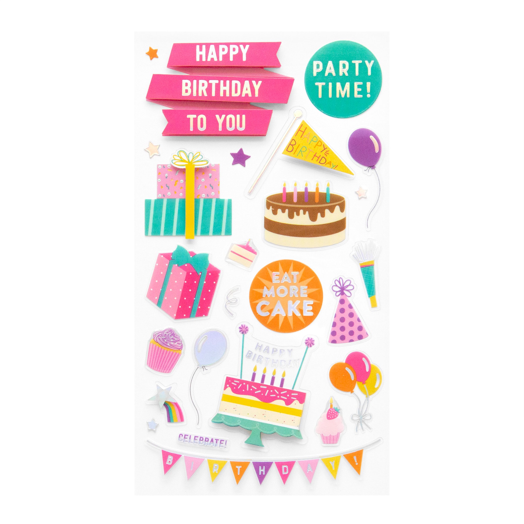 12 Pack: Bright Birthday Dimensional Stickers by Recollections™