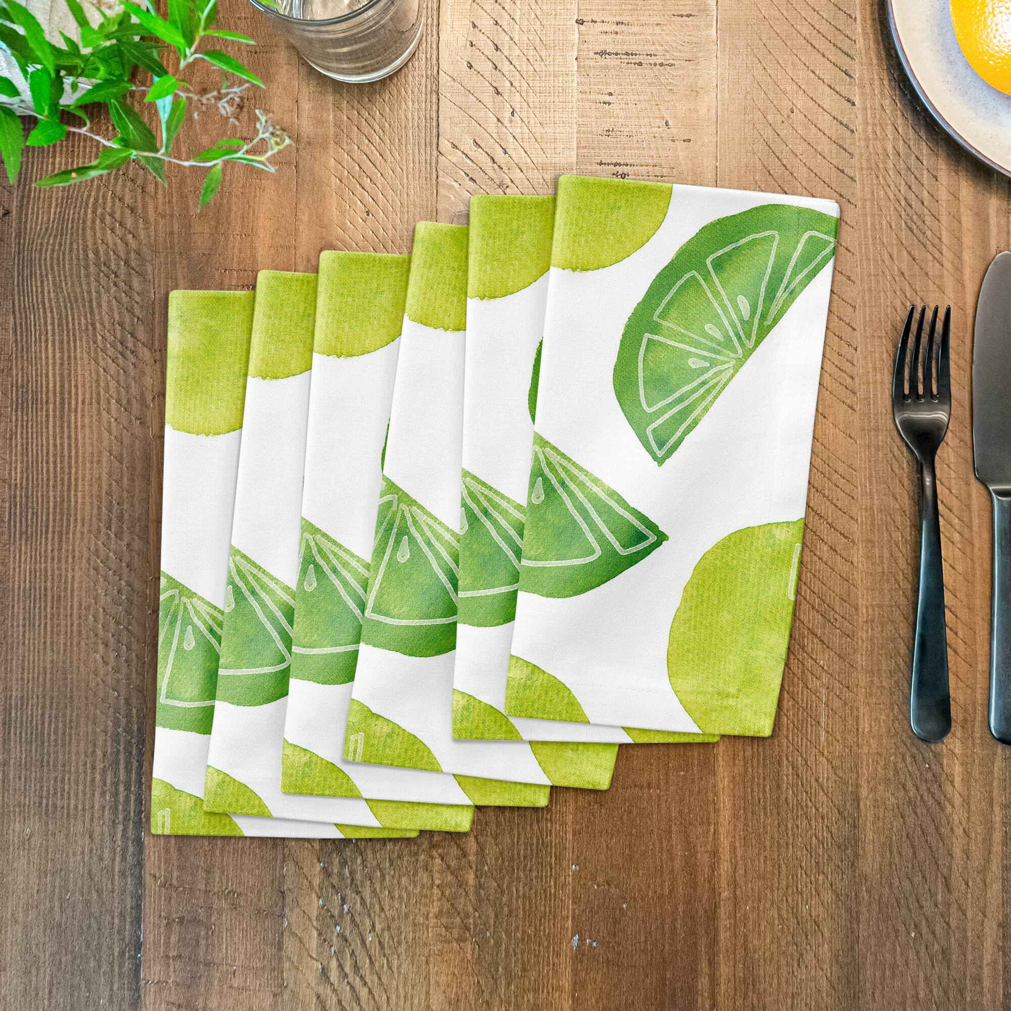 Lime Citrus Pattern 10&#x22; x 10&#x22; Cotton Twill Napkin