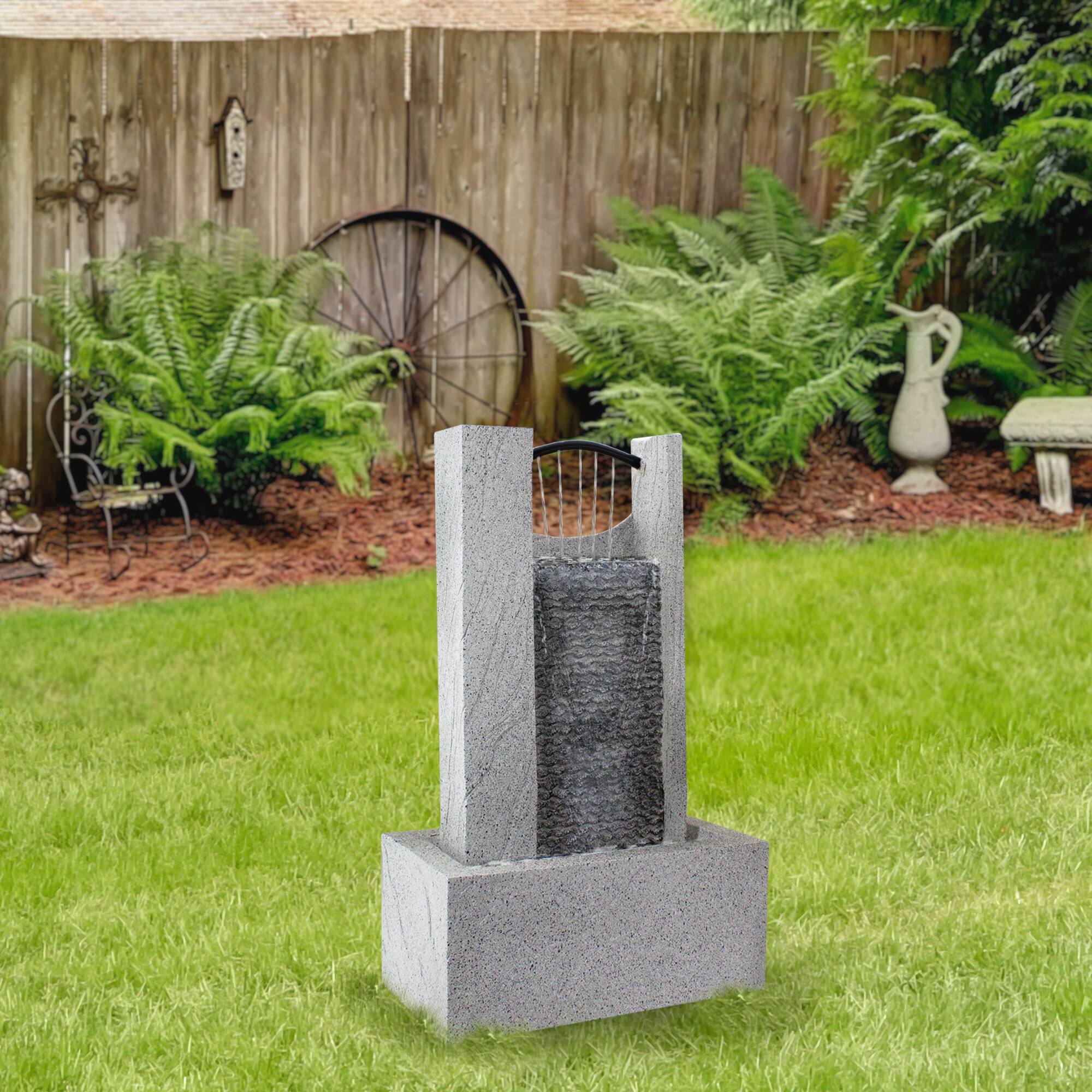 23&#x22; Gray Modern Style Rainfall Outdoor Water Fountain