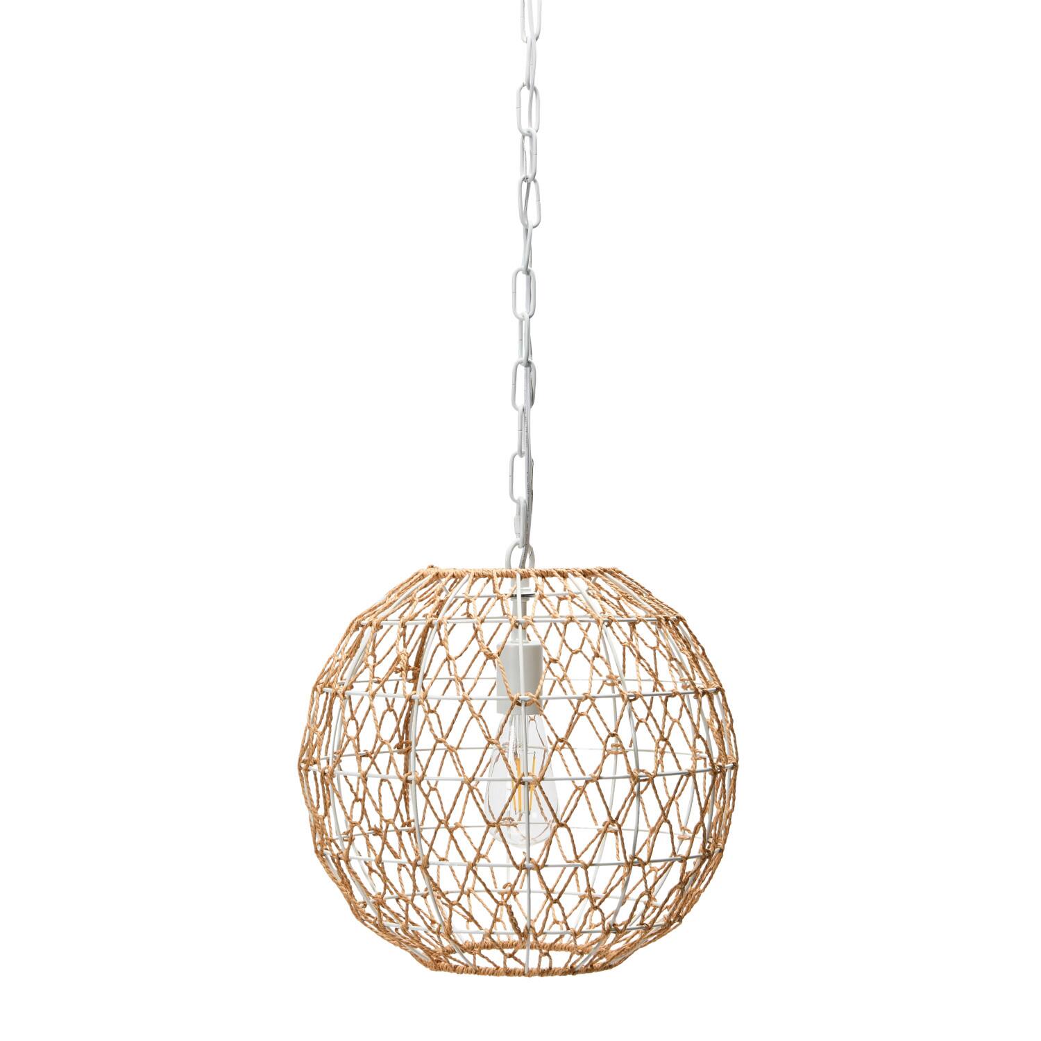 Hello Honey® Robert Stevenson Lighting Alaina 14" Natural Paper Rope & Metal Ceiling Light