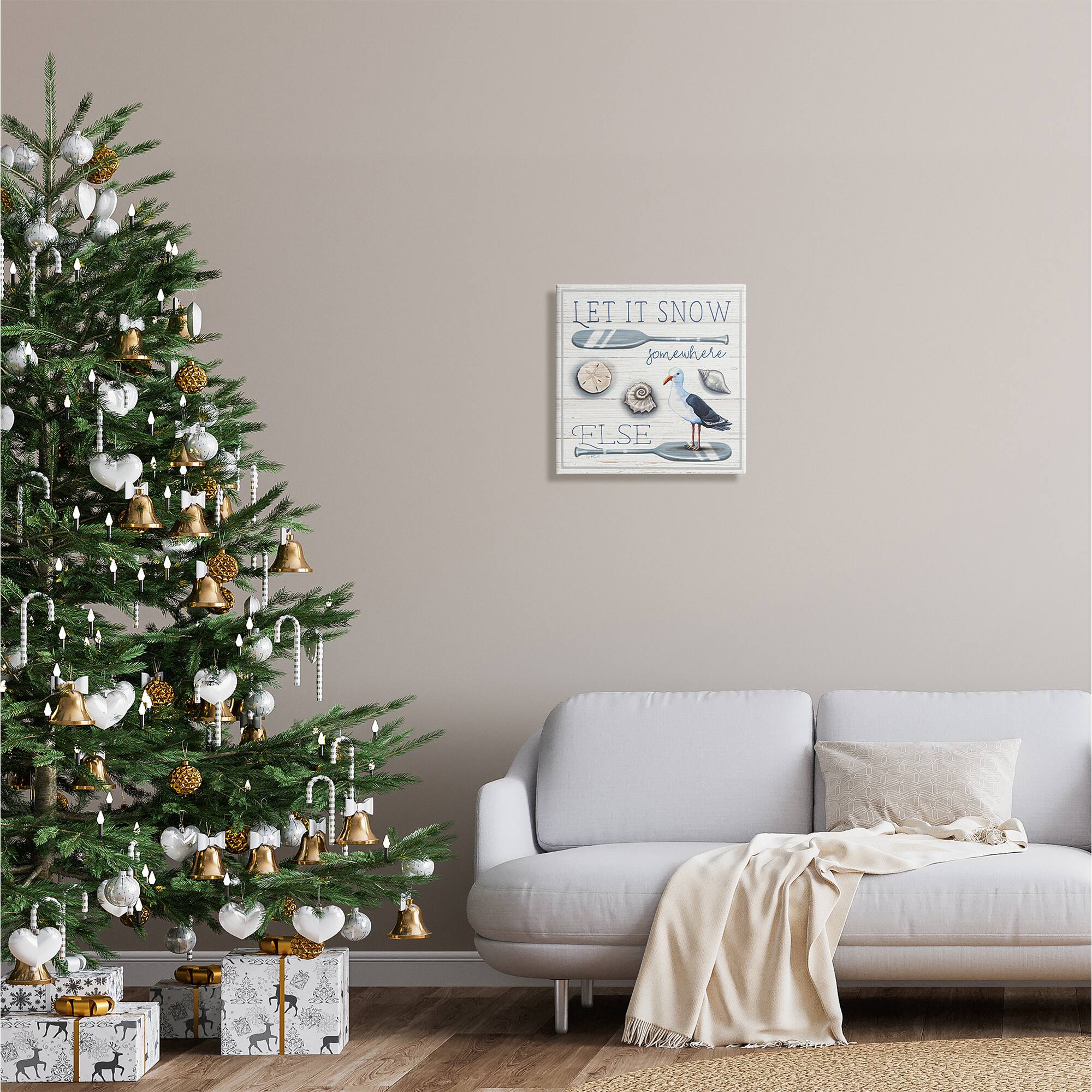 Stupell Industries Let It Snow Somewhere Else Phrase Canvas Wall Art