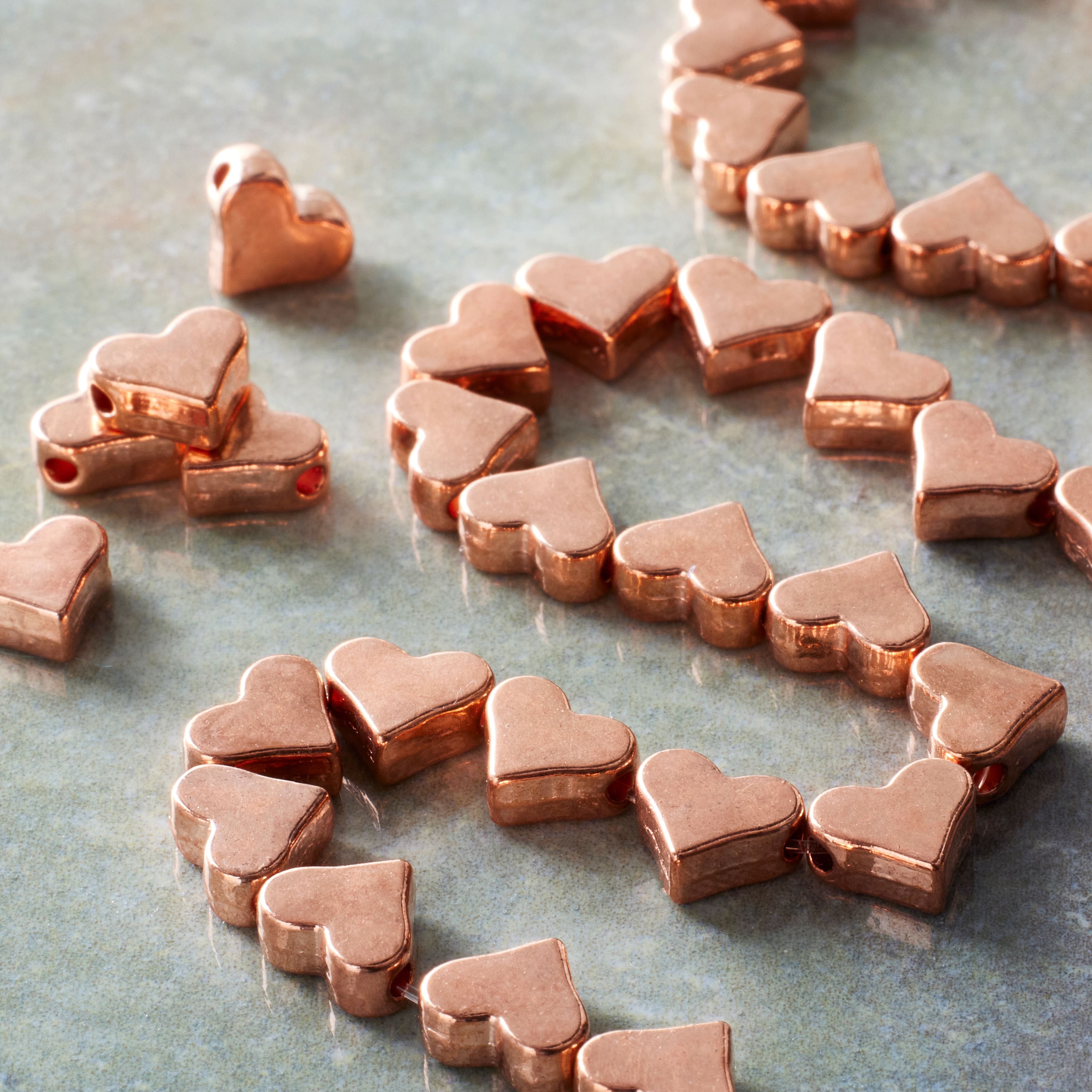 Rose Gold Metal Heart Beads, 6mm by Bead Landing™