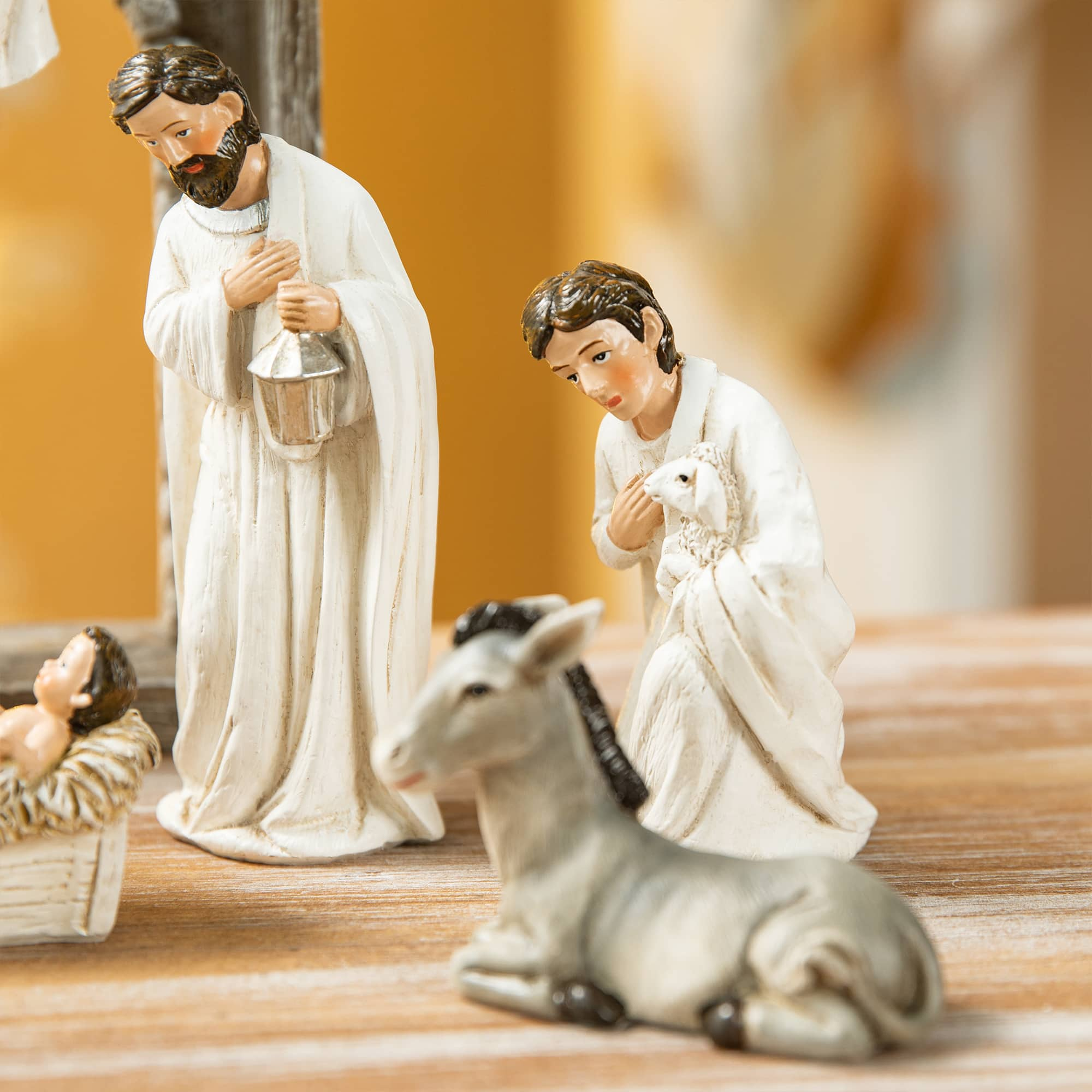 Glitzhome&#xAE; 11 Piece Ivory Nativity Figurine Set